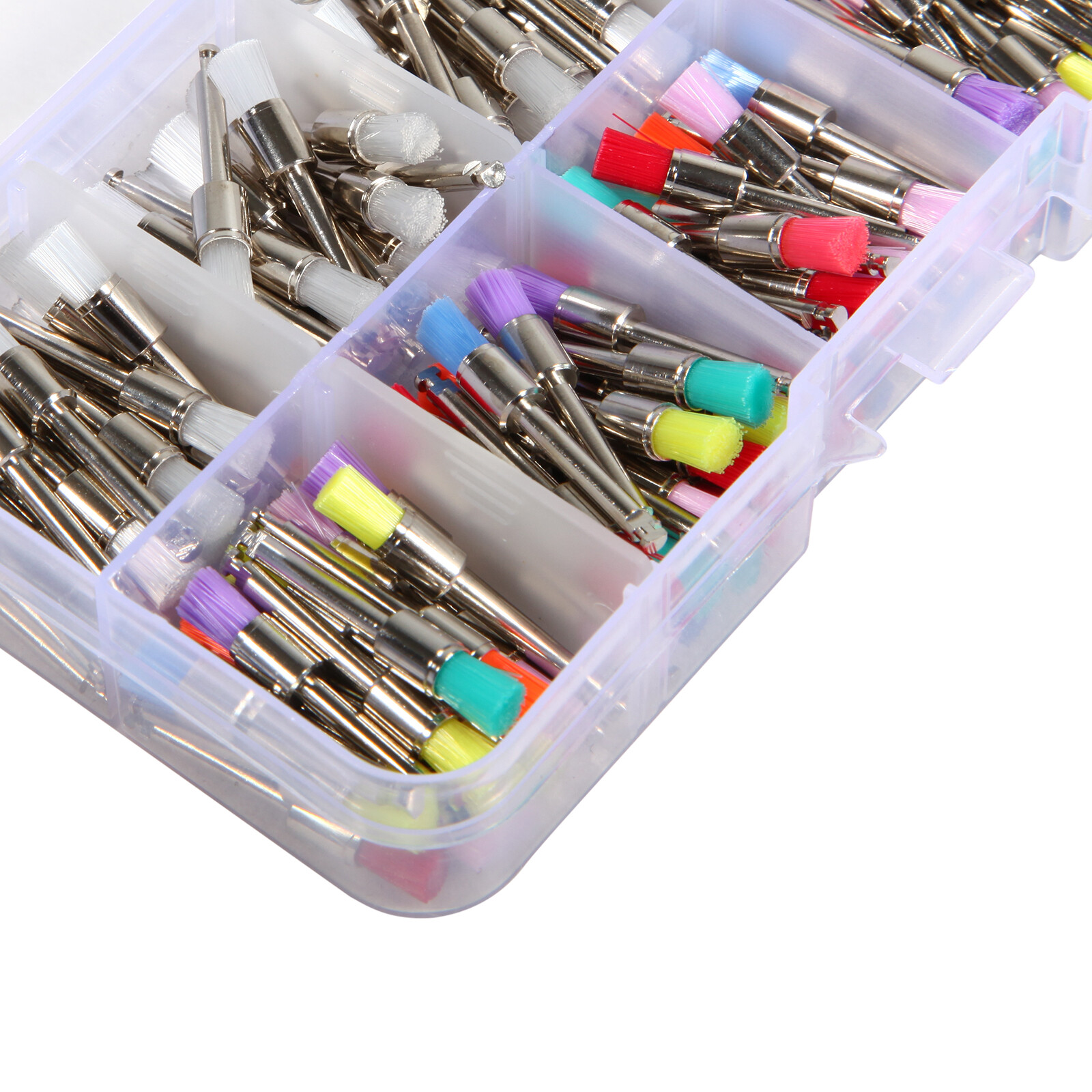 200 Pcs Dental White&Colorful Nylon Latch Flat Polishing Polisher Prophy Brushes