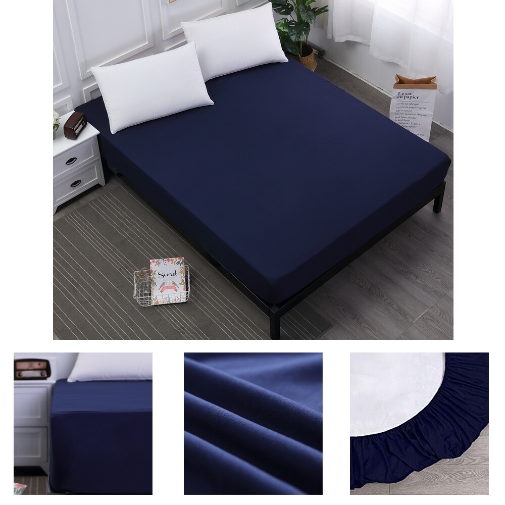 Navy Blue Waterproof Mattress Protector Cover 18" Deep Fitted Sheet All Size