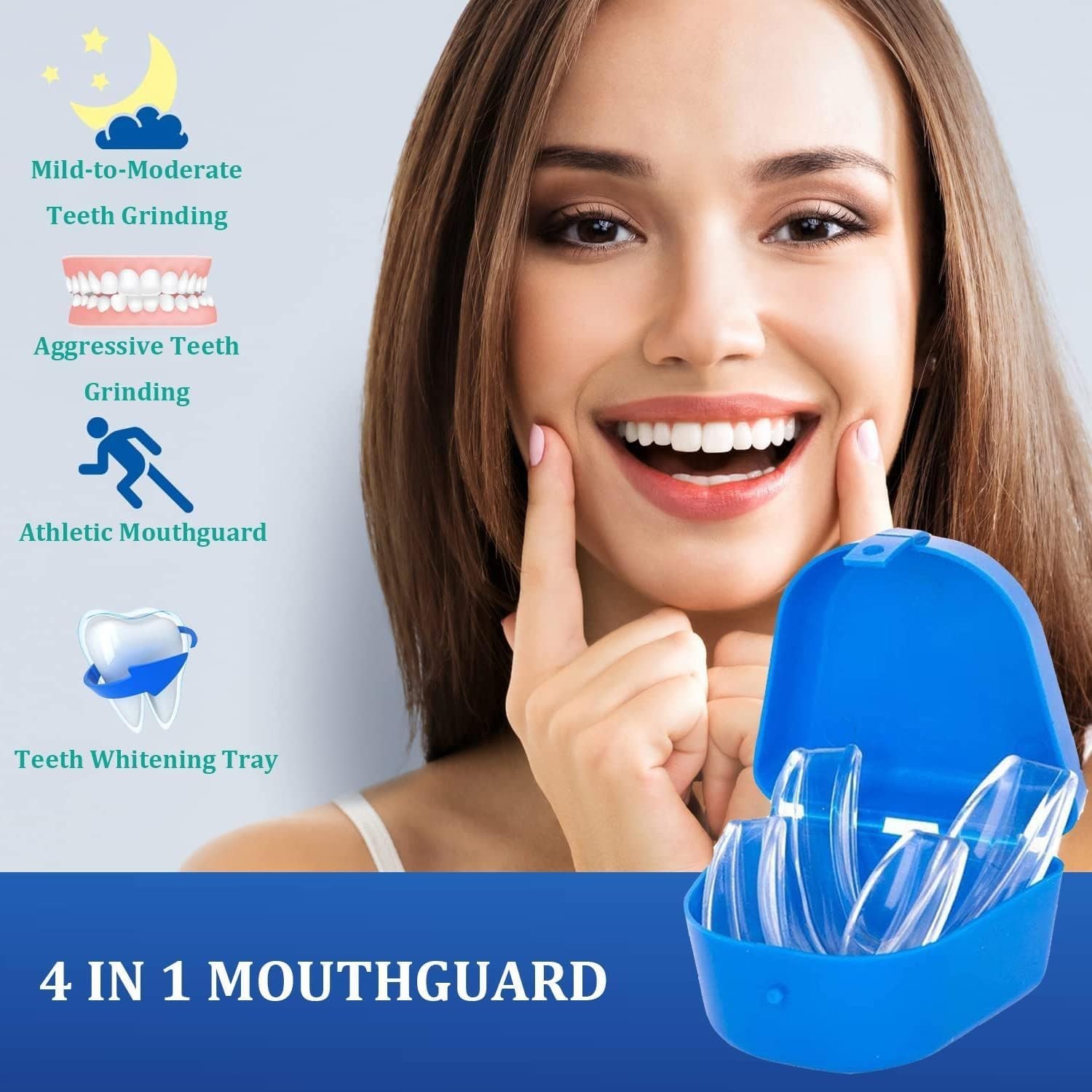 Mouth Guard 2 Sizes, Pack of 4 for Teeth Grinding at Night Clenching Moldable