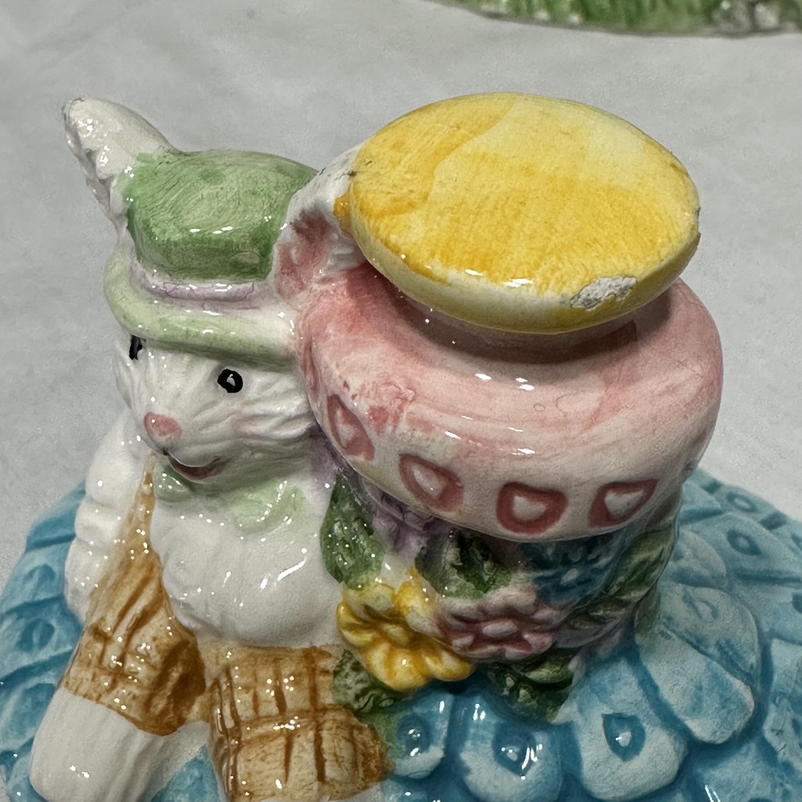Vintage Mercuries Bunny Cottage House Teapot Ceramic Easter Floral Pastel 1994