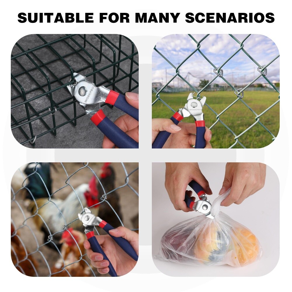 WORKPRO Bent Hog Ring Pliers with 500 Pcs 3/4" Hog Rings Auto Upholstery NEW