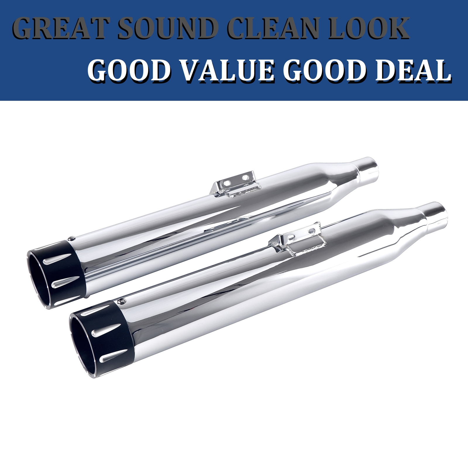 SHARKROAD 3.5" Slip On Mufflers Exhaust for 18- 23 Softail M8 Premium Chrome