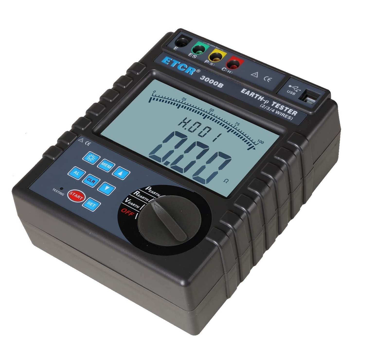 ETCR3000B Soil Resistivity Tester Ground Resistance Meter Earth Resistance Te...