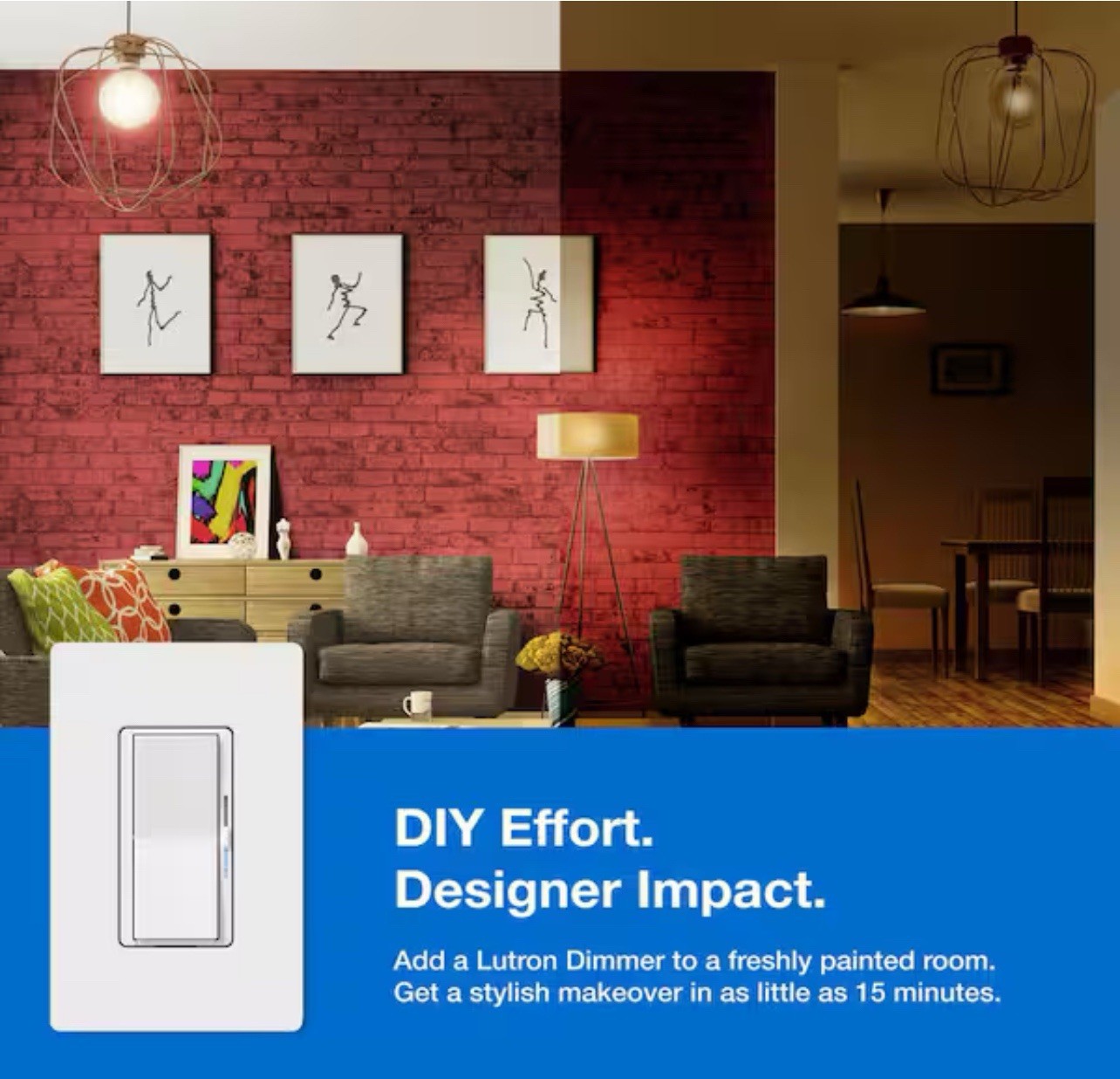 LutronDiva Smart Dimmer Switch Starter Kit for Caseta Smart Lighting DVRF-BDG1D
