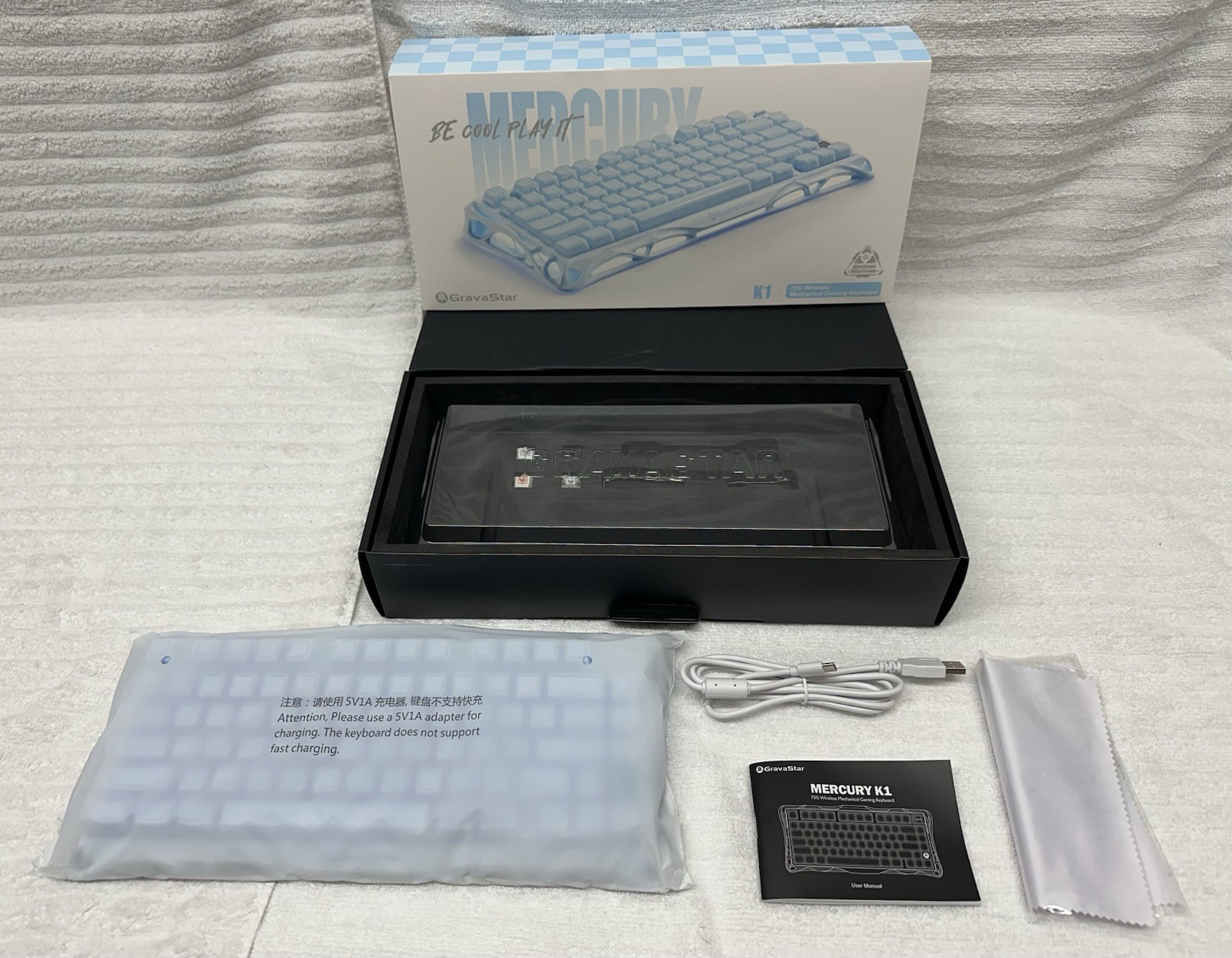 Gravastar Mercury K1 Special Edition Ice Blue Gaming Keyboard, Aluminum Alloy