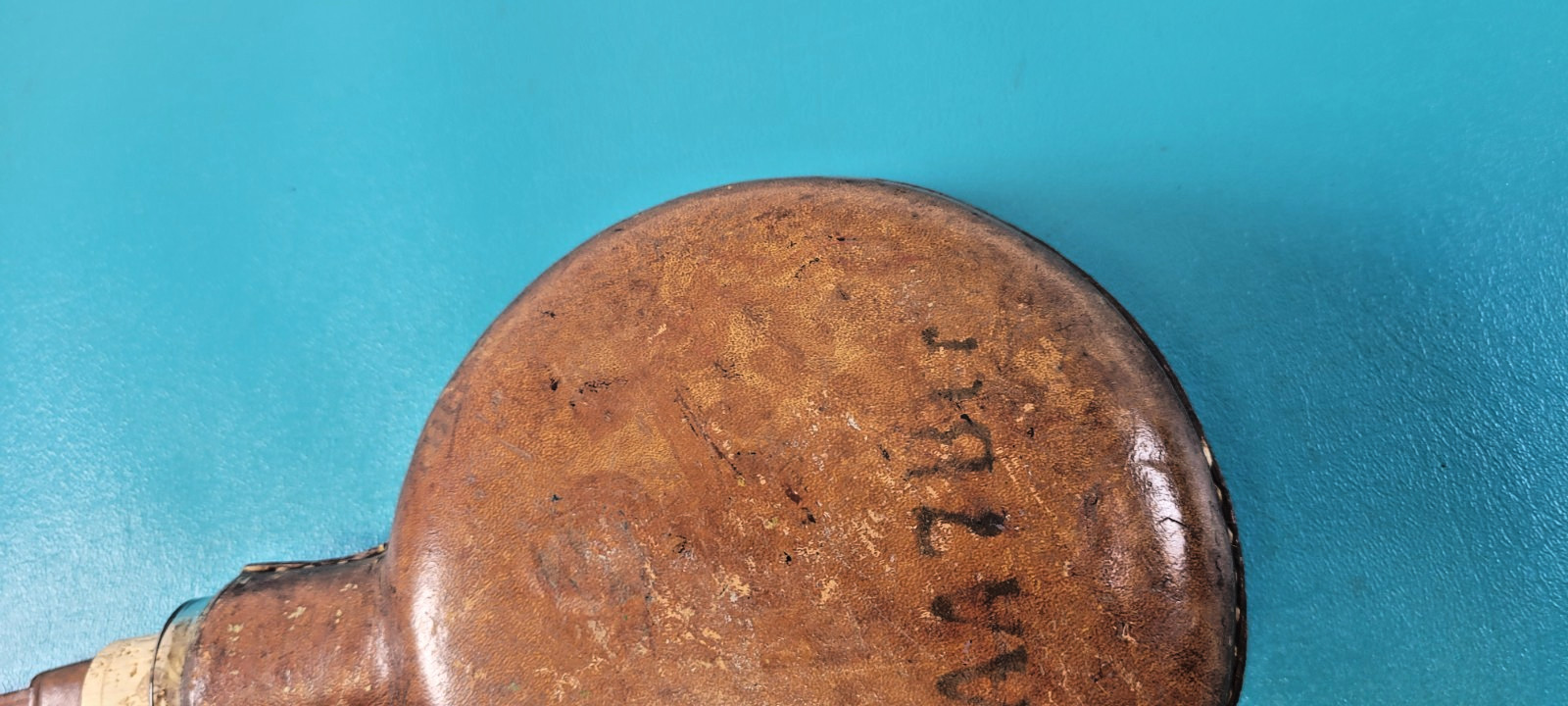 Vintage Military Glass Leather Canteen Decanter Flask + Regimental Markings