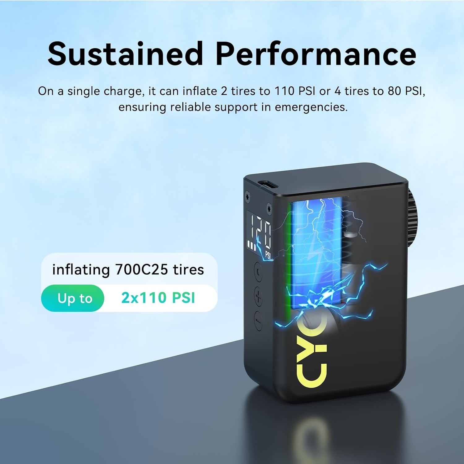 CYCPLUS AS2Ultra 120 PSI Electric Mini Pump, Gauge, Presta/Schrader - openbox