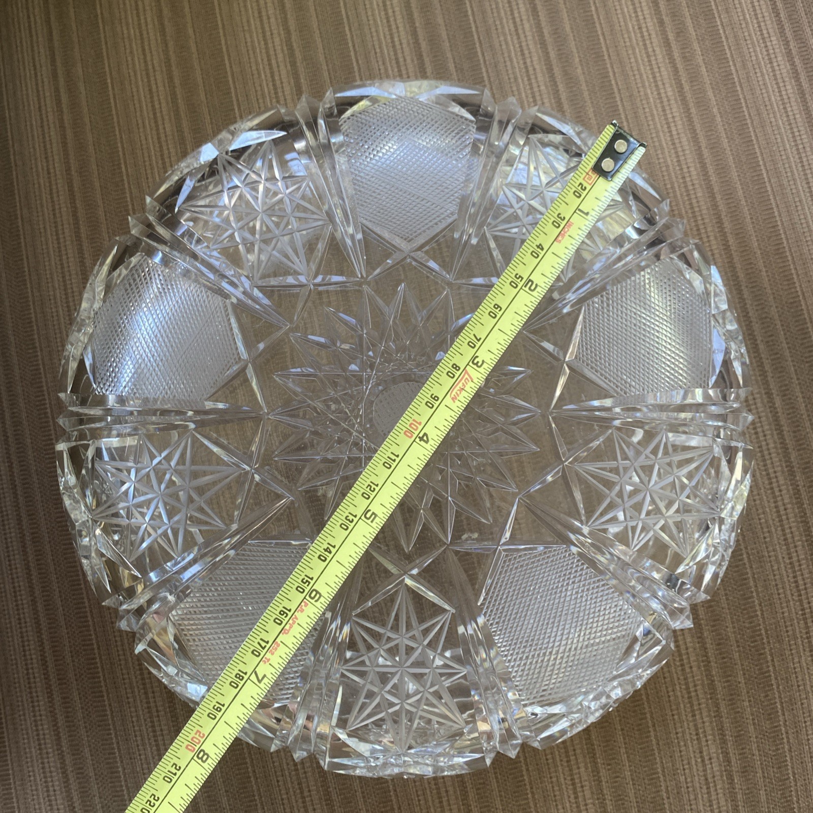 Vintage Hand-Cut ABP Crystal Bowl 8” Starburst & Fan Pattern Brilliant Sparkle