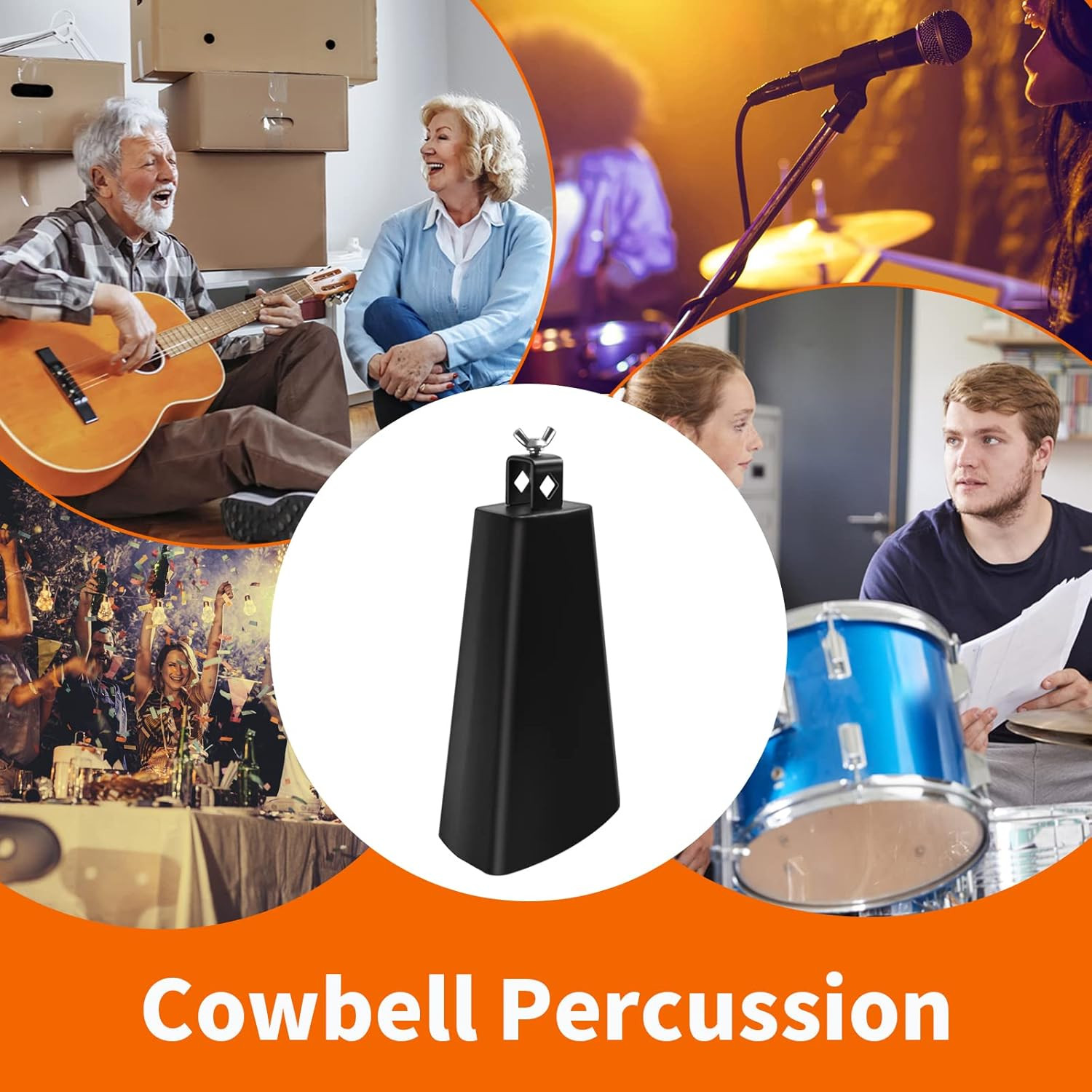Soulmate Cowbell Instrument for Drum Set 8 Inch Metal Steel Cow Bell Noise Maker