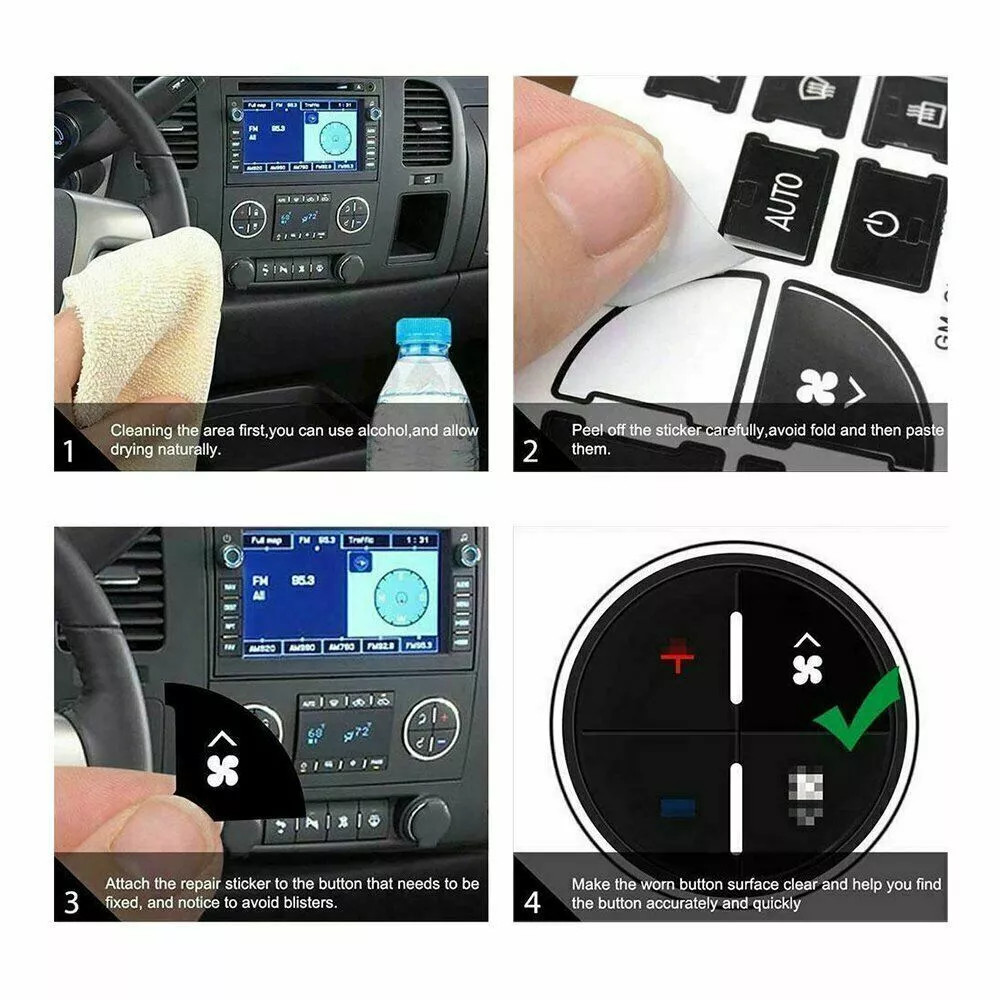 2x AC Dash Button Repair Kit Dual Climate Control Decal Sticker For GM SUV Truck