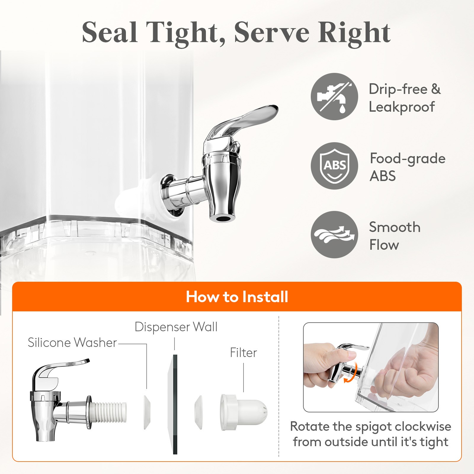 Drink Dispenser for Parties, Plastic Beverage Container with Stand & Ice Core