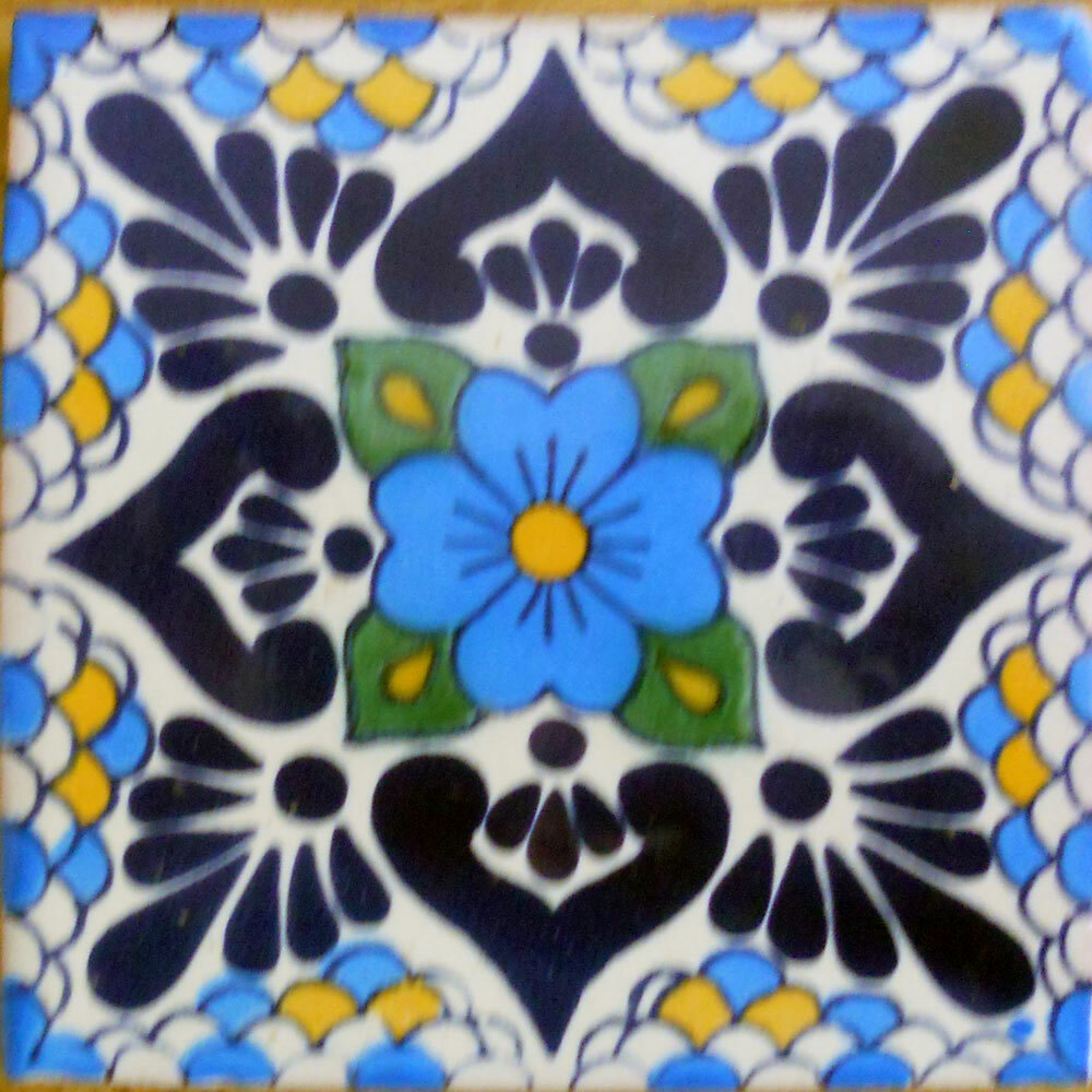 #C116) Mexican Tile sample Ceramic Handmade 4x4 inch, GET MANY AS YOU NEED !!