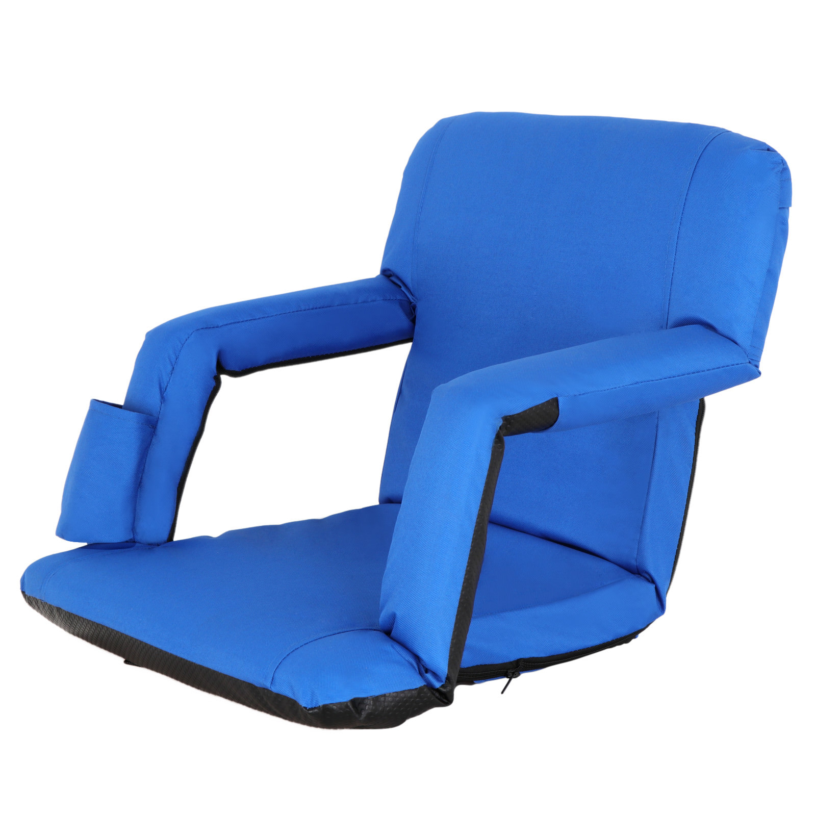 Portable 2 Pieces Stadium Seat Chairs Gym Reclining 5 Adjustable Positions Blue