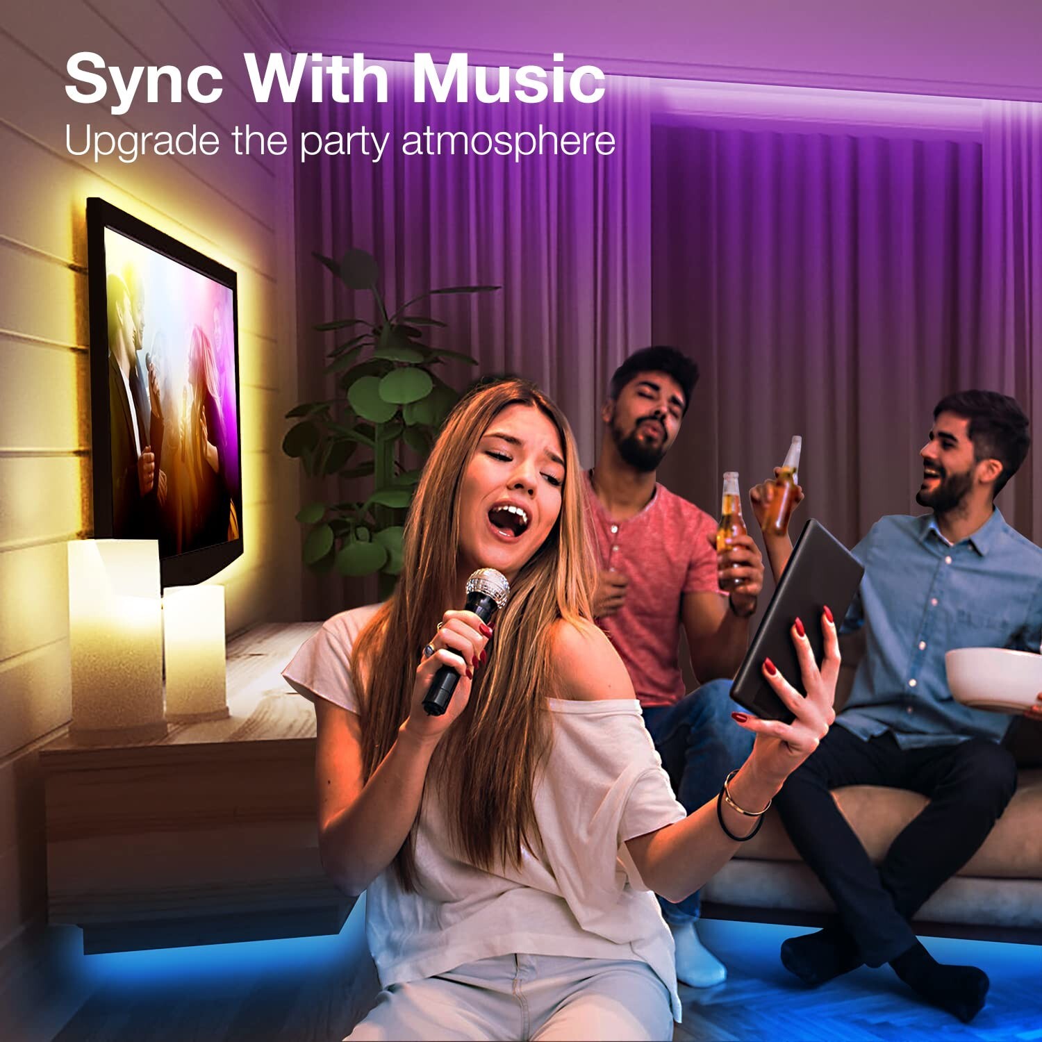 100Ft LED Strip Lights, Smart Light with App Remote Control, RGB LED Lights for