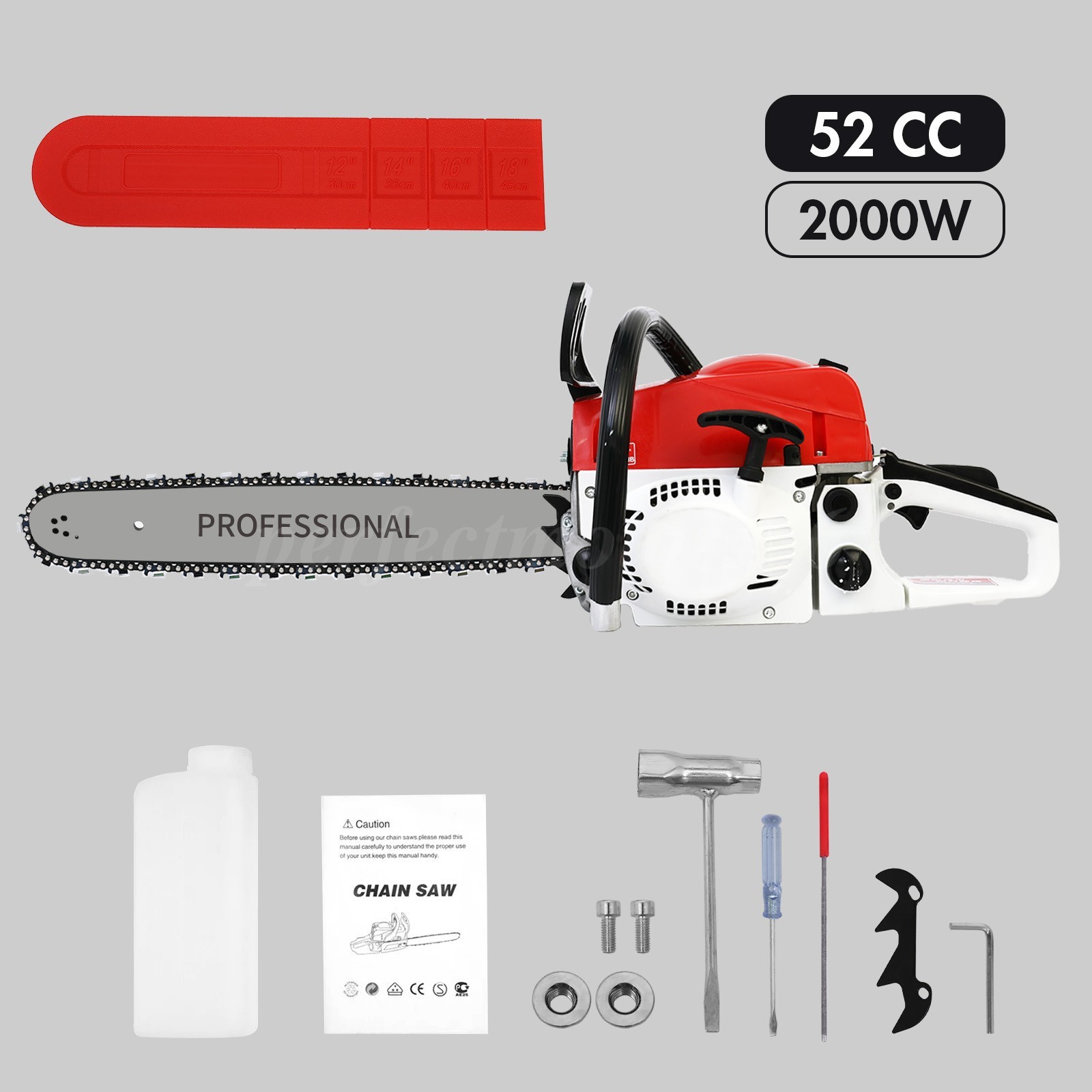 2-Stroke Gasoline Chainsaw 52 CC 20" Bar Power Engine Wood Cutting Gas Chain Saw