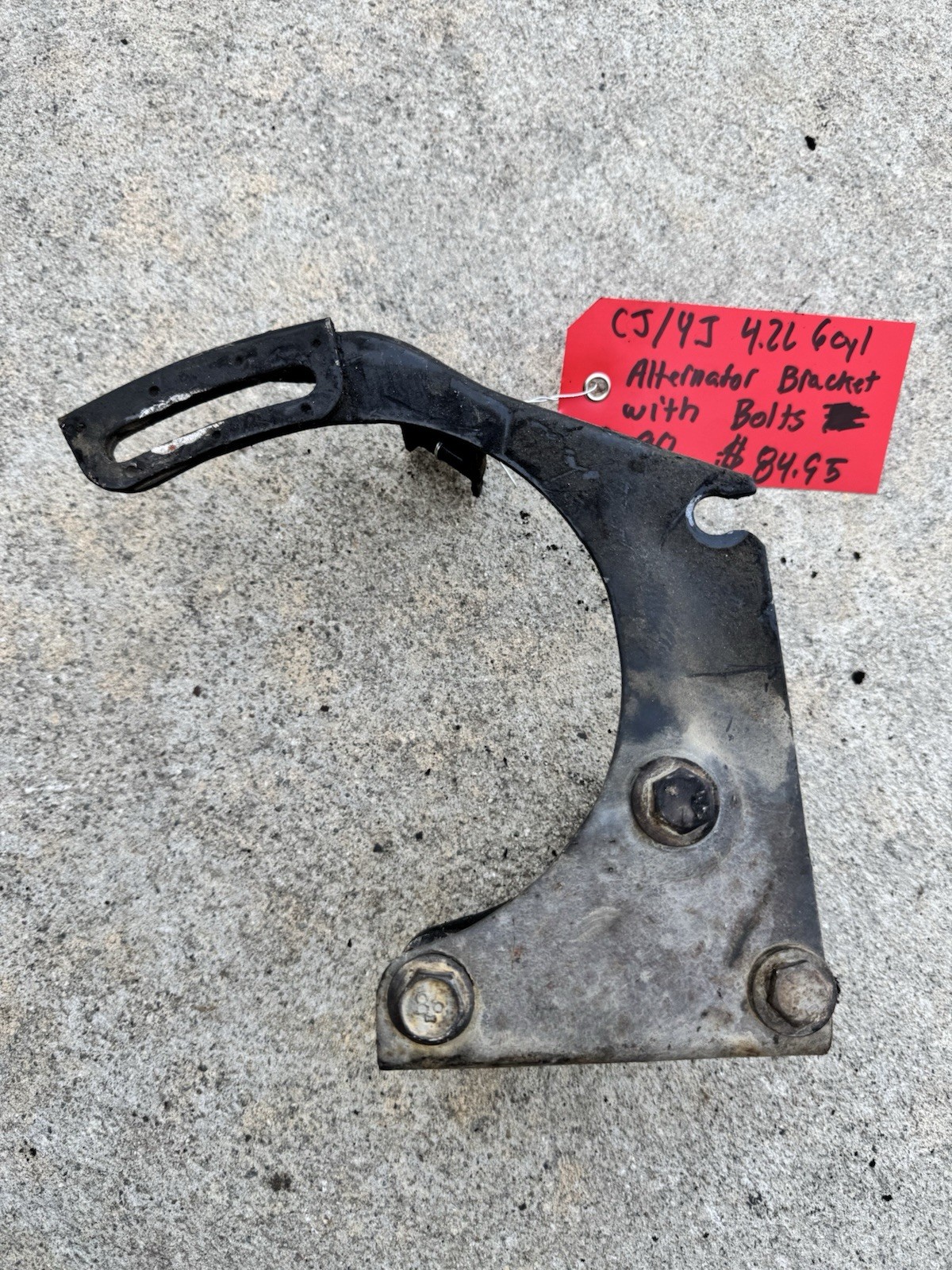 81-90 Jeep Wrangler CJ/YJ 4.2L 6cyl  Alternator Bracket W/ Bolts OEM