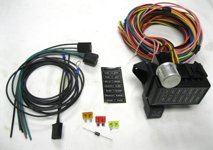 14 Circuit Universal Wire Harness 14 Fuse 12v Street Hot Rat Muscle Rod Wiring
