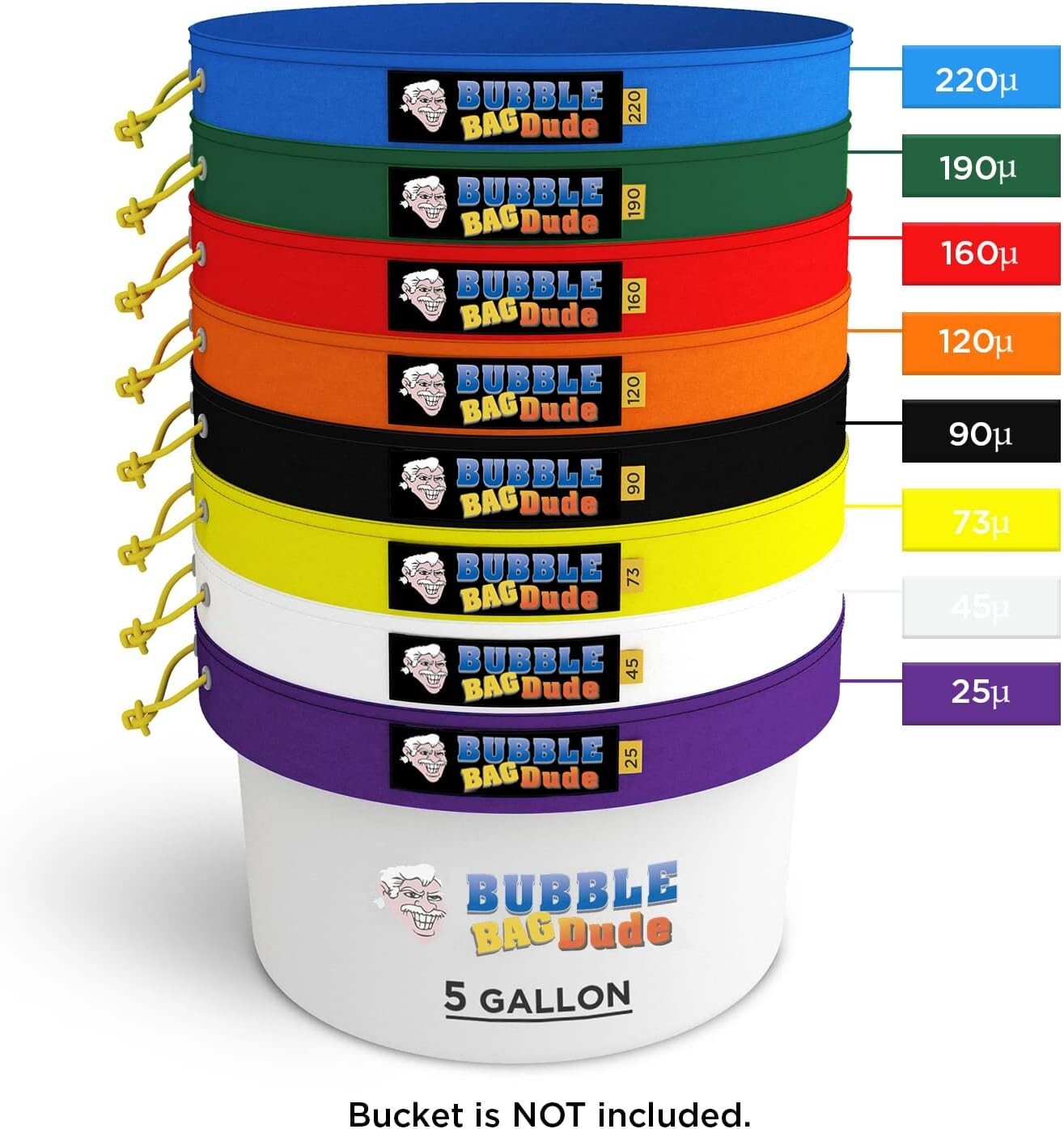 Bubble Bag BUBBLEBAGDUDE 5 GAL - 8 Bag Kit Bubble Hash Bags Herbal Extractor