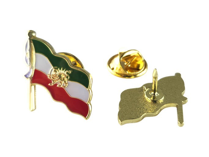 Iran Flag Pin Lion and Sun Emblem Heritage Persian Lapel Pin