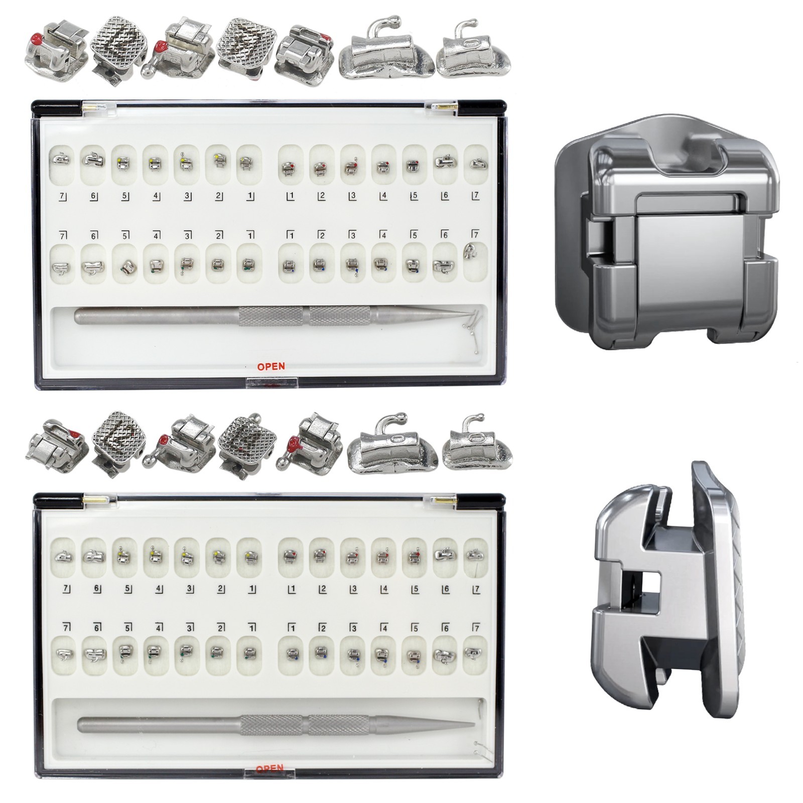 Dental Orthodontic Self Ligating Brackets Braces Buccal Tubes Metal MBT 022 345
