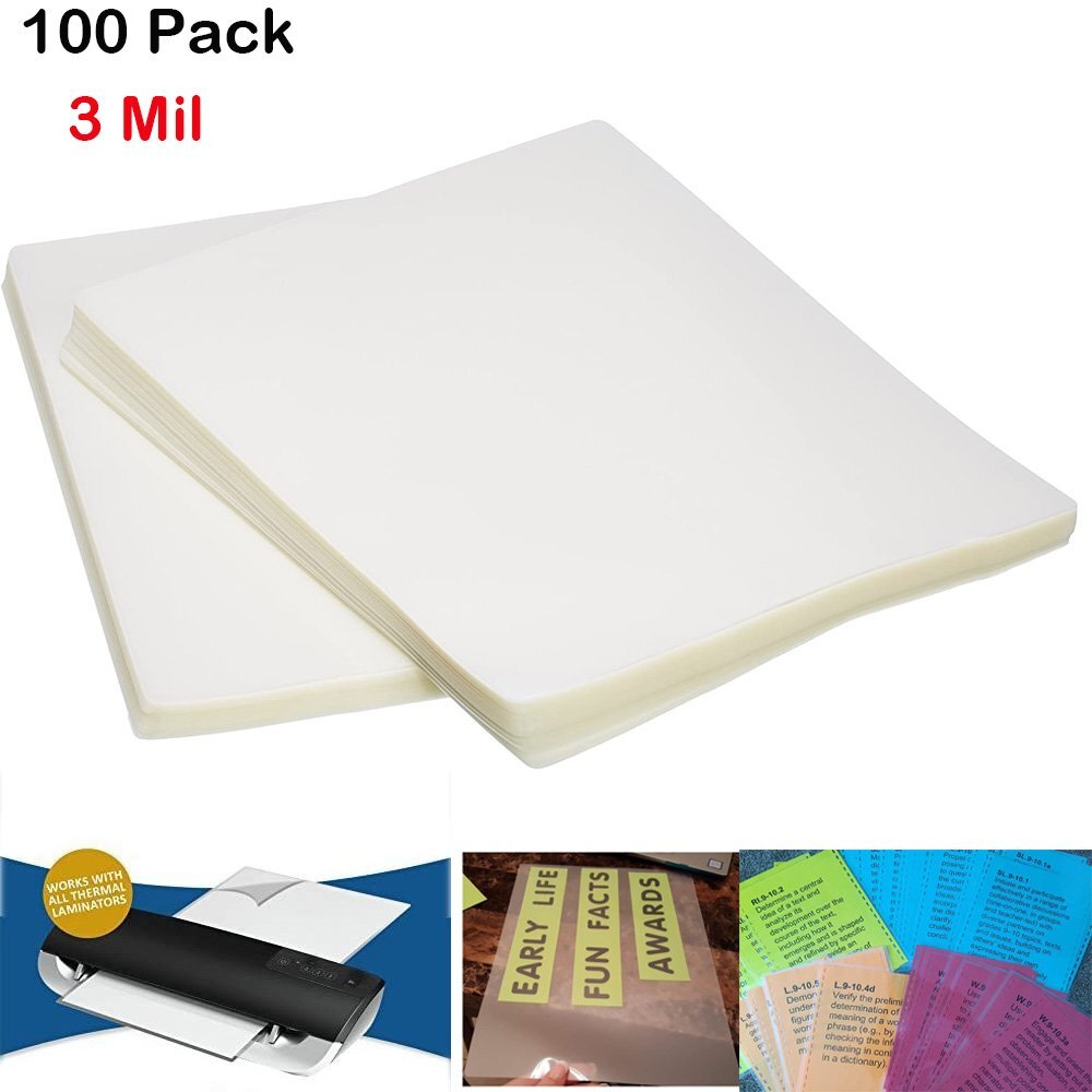 Clear Thermal Laminating Plastic Paper Laminator Sheets 9 x 11.5" Sheet 100-Pack