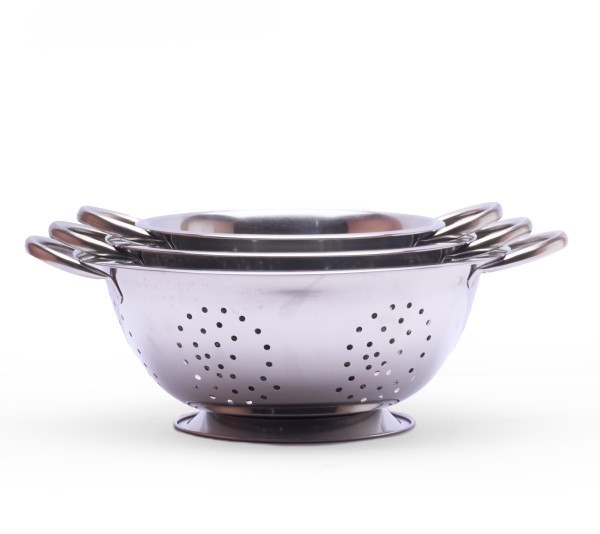 Amco 3-Piece Stainless Steel Colander Set - 1.5, 3, 5 Quart