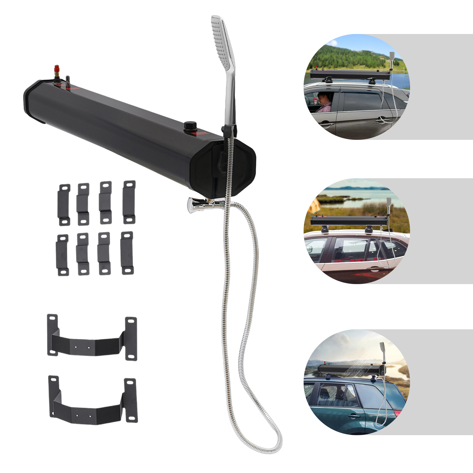 Portable Water Tank for Camping Outdoor Water Supply Roof Rack Mount Road Shower