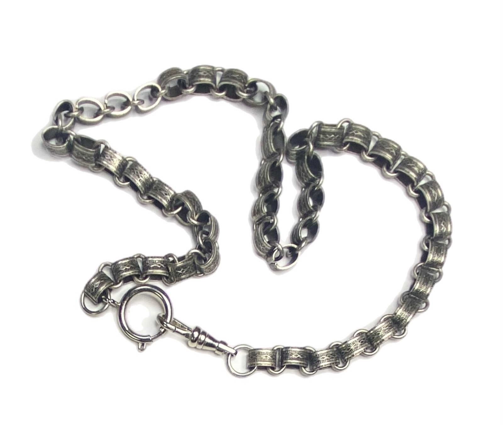 LUX Chunky Pocket Watch Chain/ Book Chain Necklace, Silver Tone, 18”