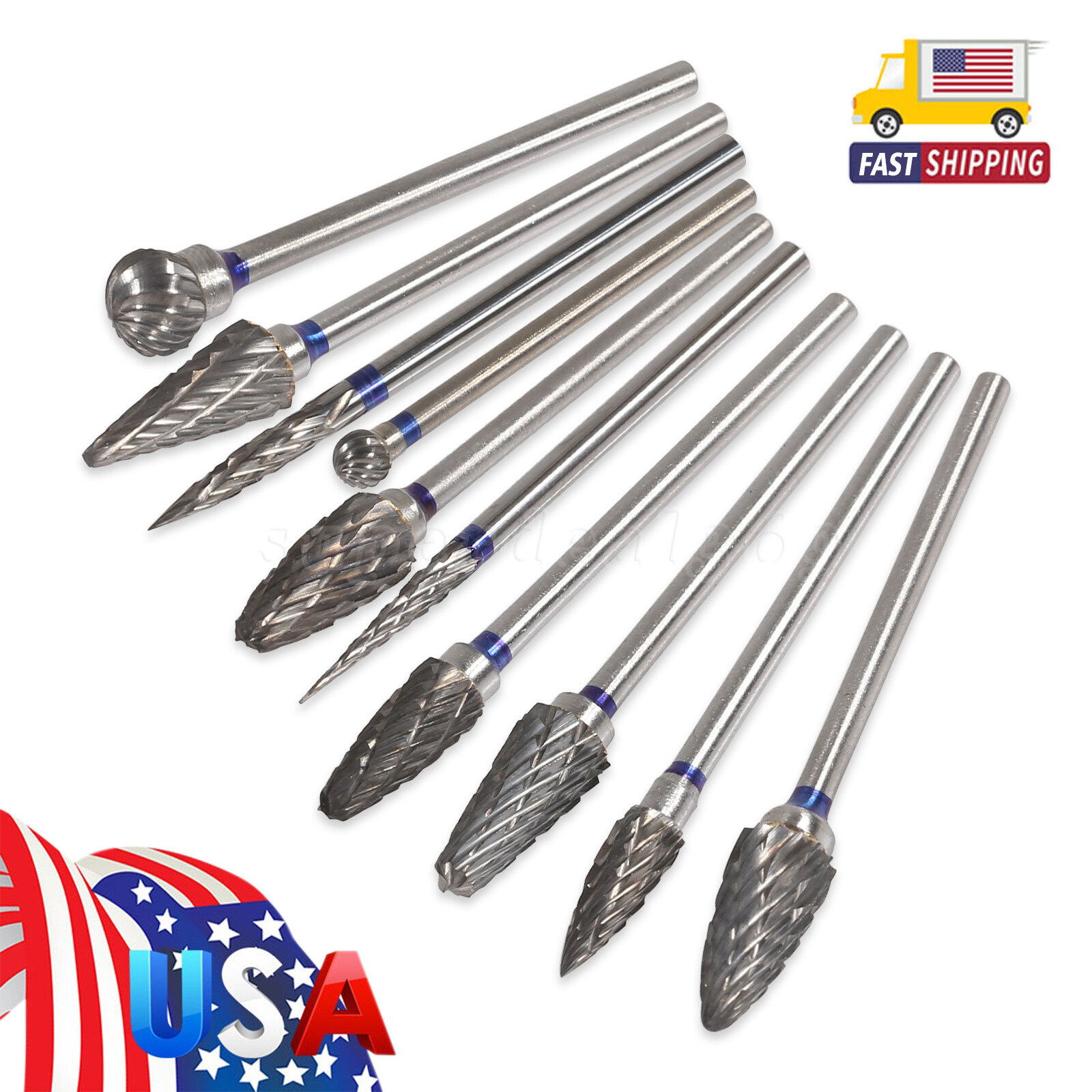 10Pcs Dental Lab Polishing Bur Drills Tungsten Steel Carbide Burs 2.35MM CE FDA