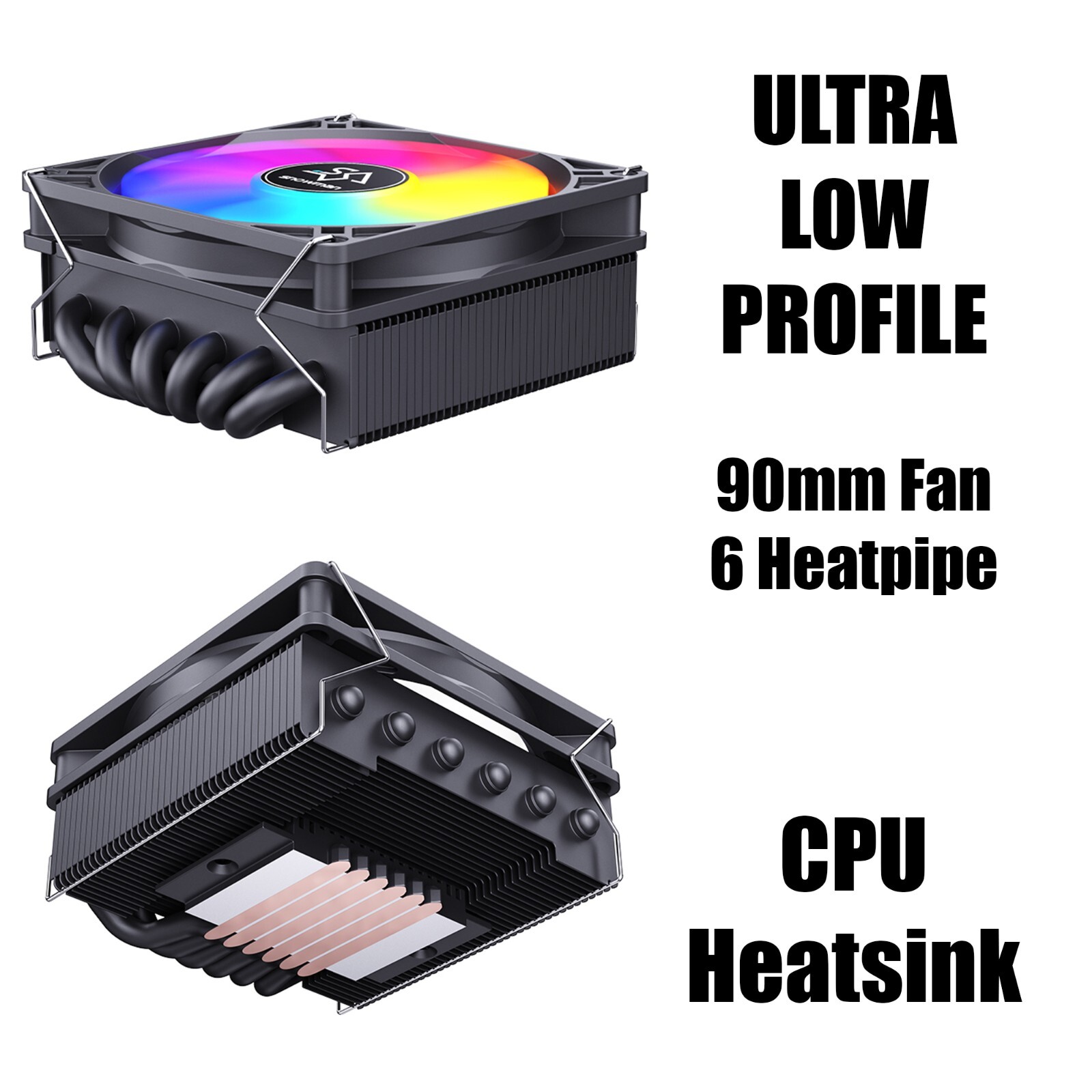 UltraThin 6 Heatpipe Performance CPU Heatsink Cooler ARGB RGB FAN 92mm AMD Intel