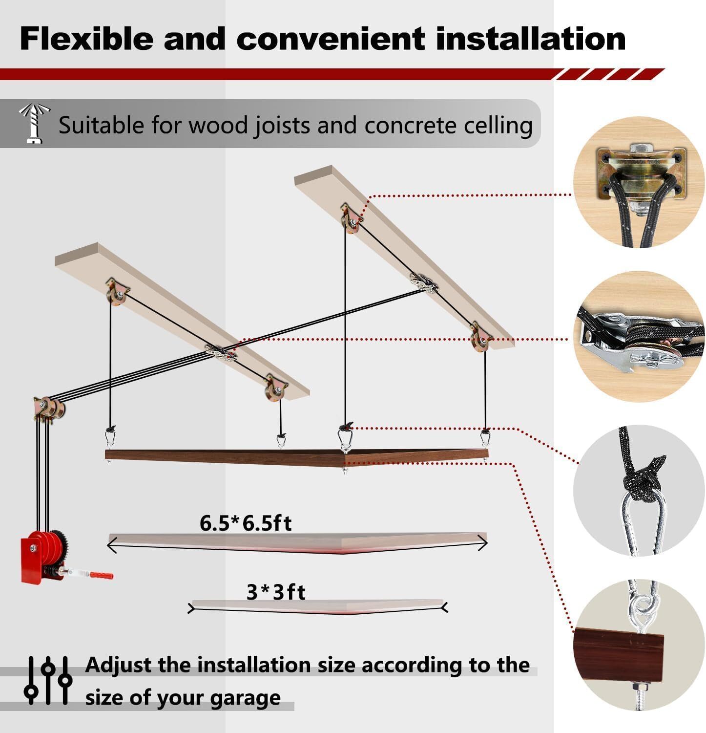 Overhead Garage Storage Lift-Heavy Duty Ceiling Mounted Garage Storage System