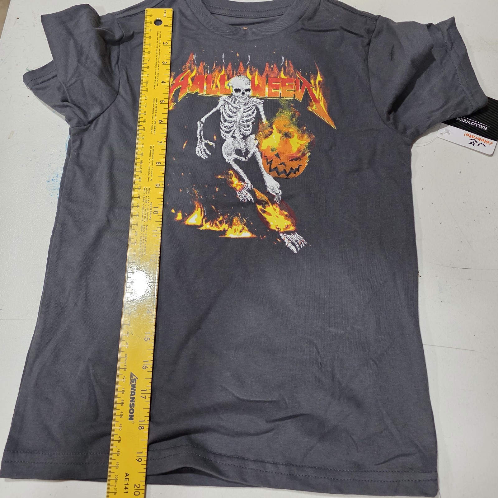 New Lot Of 2 Boys Short Sleeve Halloween T-Shirt Medium 8 Top Black Grey Shirt