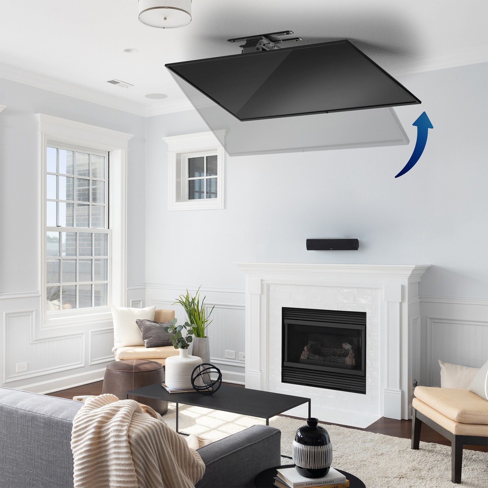 VIVO Electric Flip Down and Swivel Ceiling TV Mount for 37 to 70 inch Screens