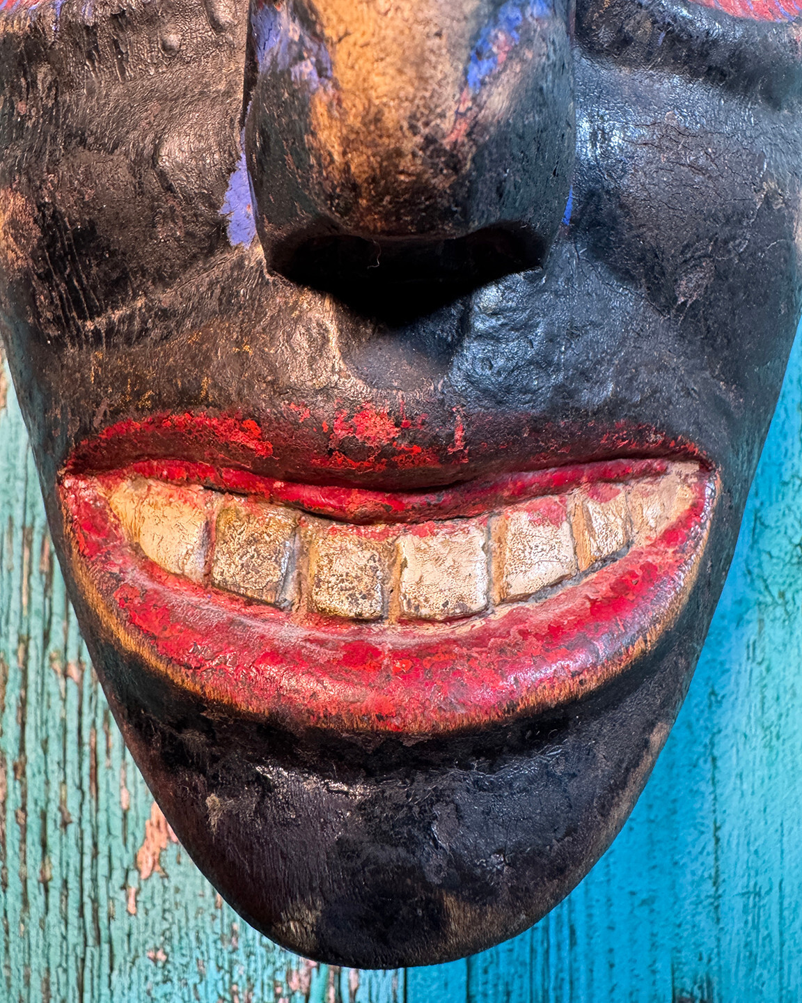 Vintage Antique Mexican Hand Carved Traditional Wooden Mask from Mexico