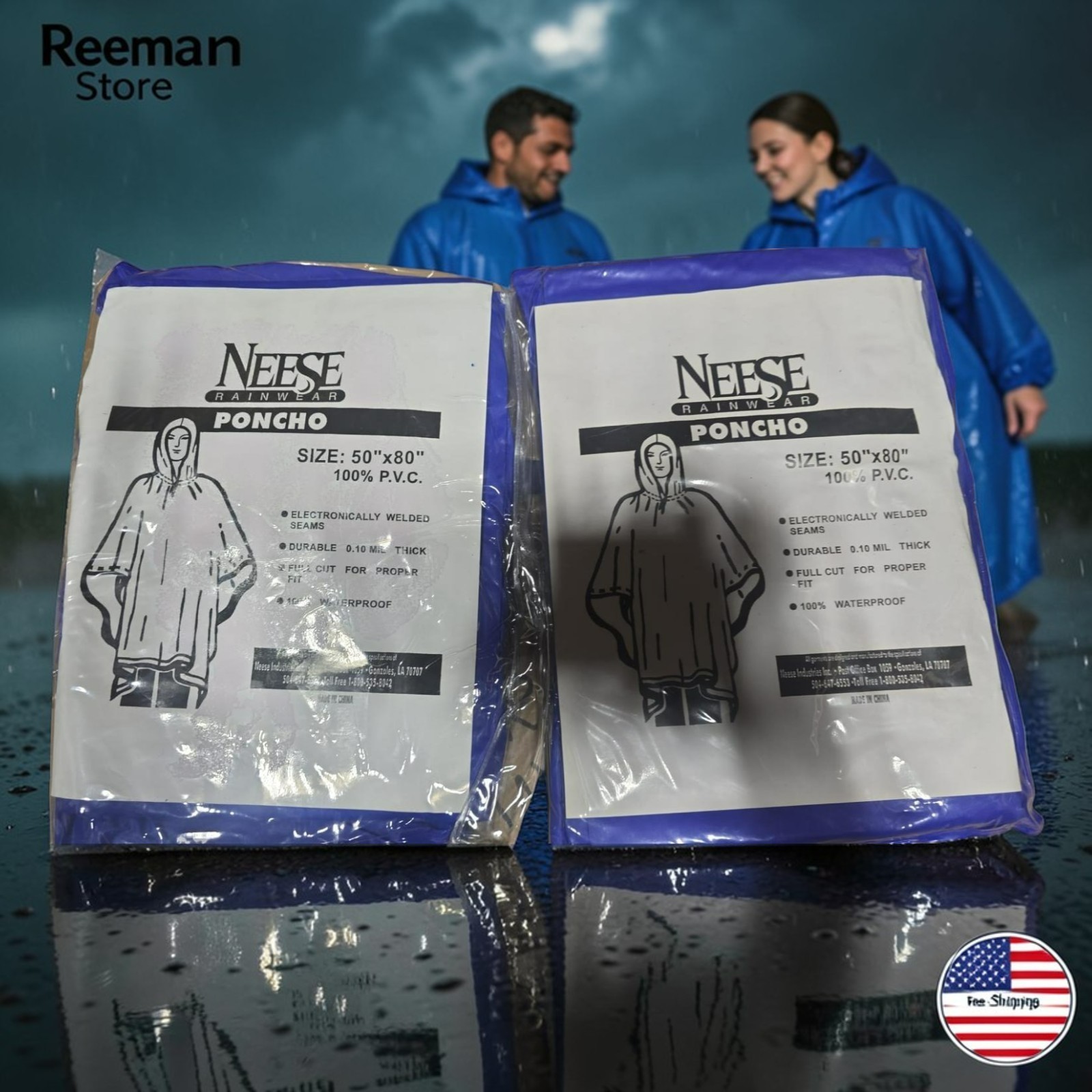 Unisex Rainwear Poncho Waterproof Rain Coats Adults Assort Colors Standard Size