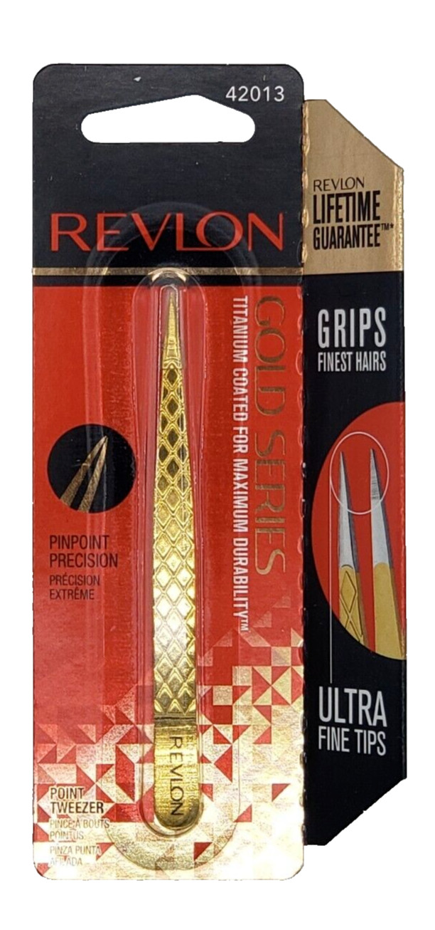 NEW Revlon Gold Series Ultra Sharp Titanium Coated Precision Tweezers 42013