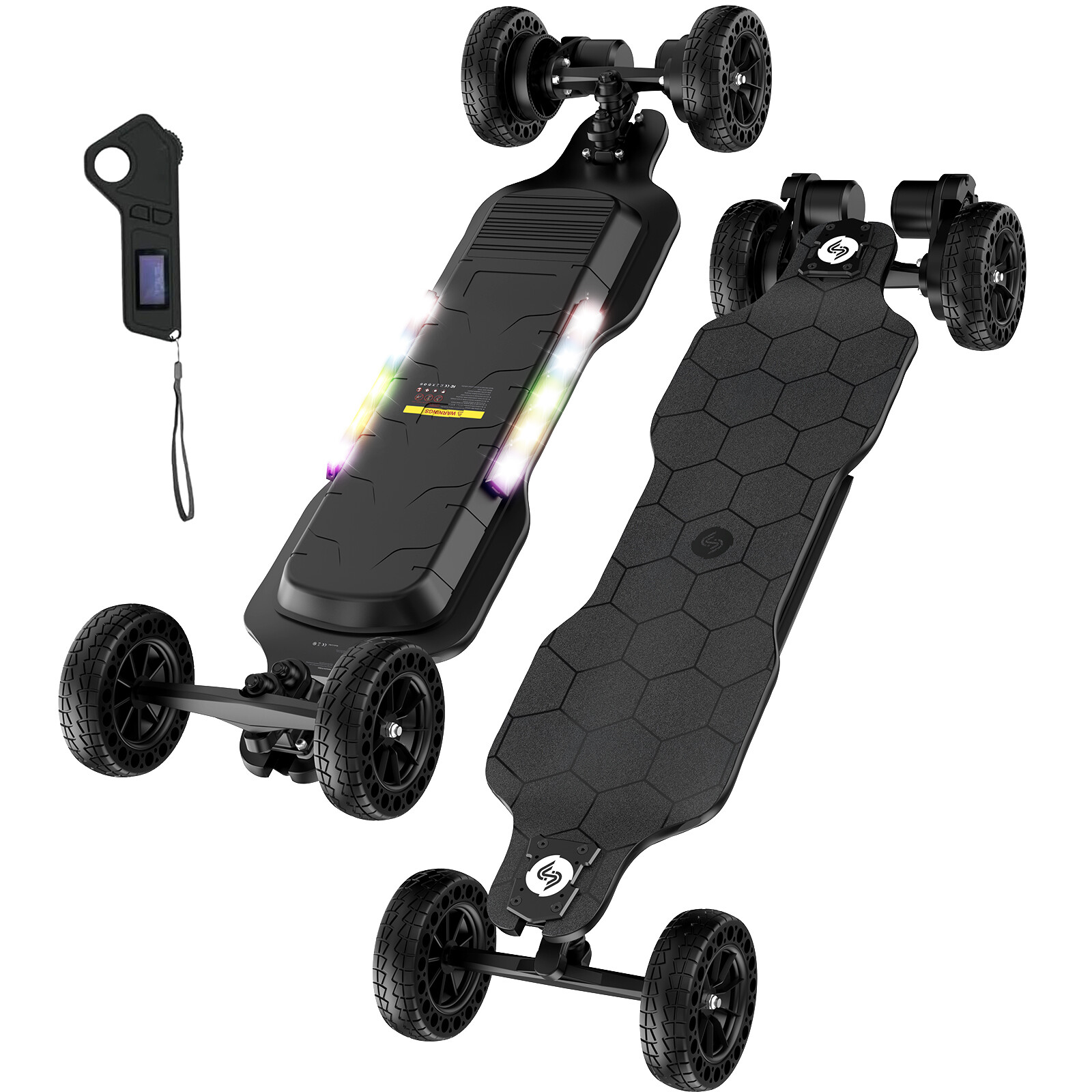 Electric Skateboard Longboard 3000W 32 MPH W/ Ambient Light & Remote Control US