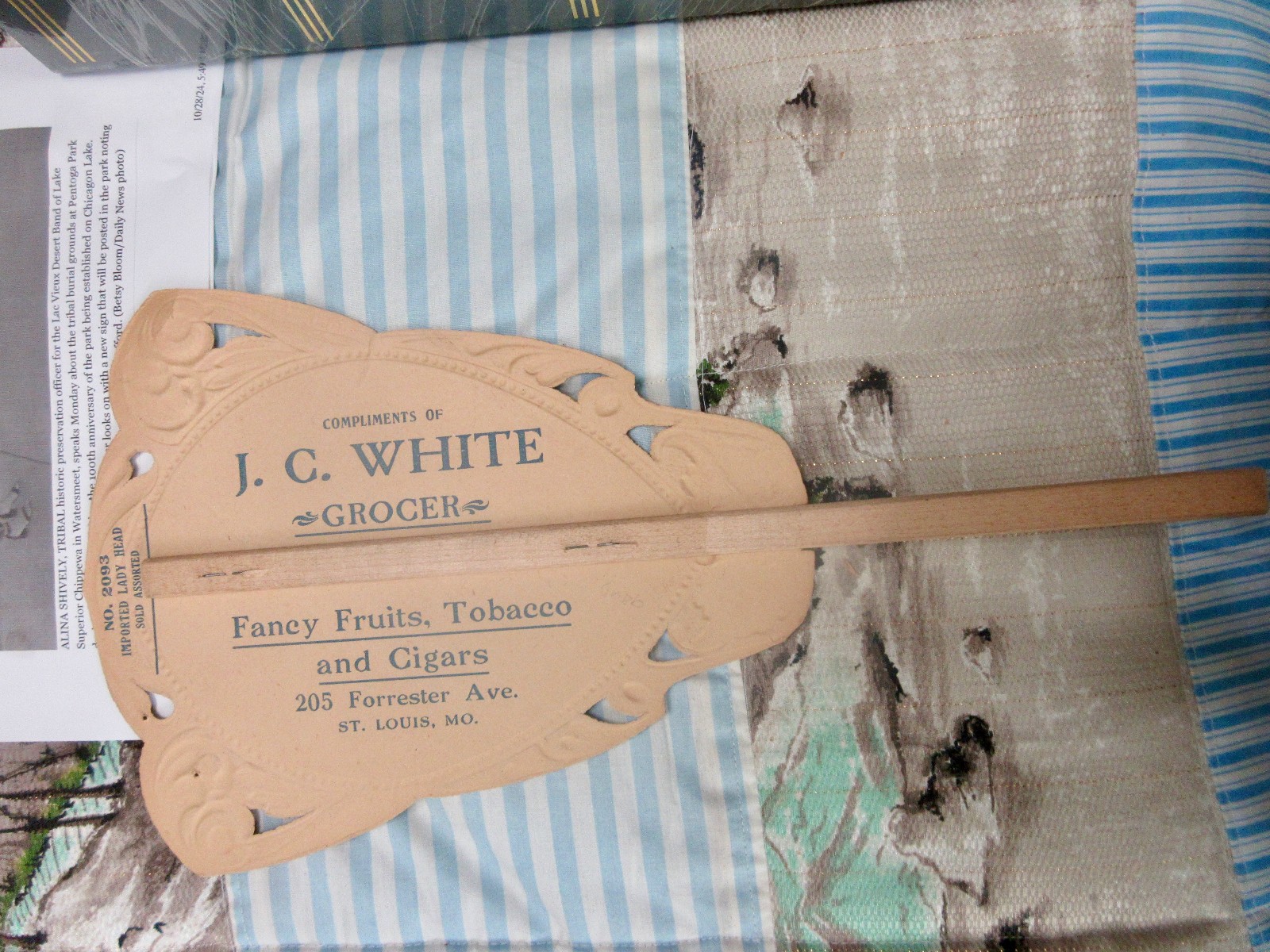 Antique 1920s Die Cut Advertising Hand Fan Sample Four girls