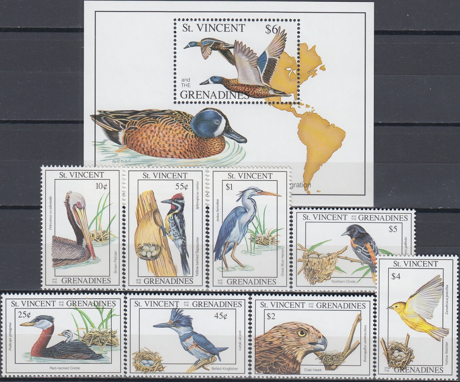 St Vincent Set & S/S Migratory Birds 1992 MNH-28 Euro
