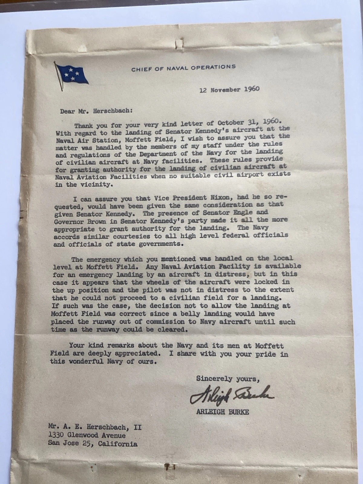 Vice President Richard Nixon Letter’s From South Bay Area California PAST!