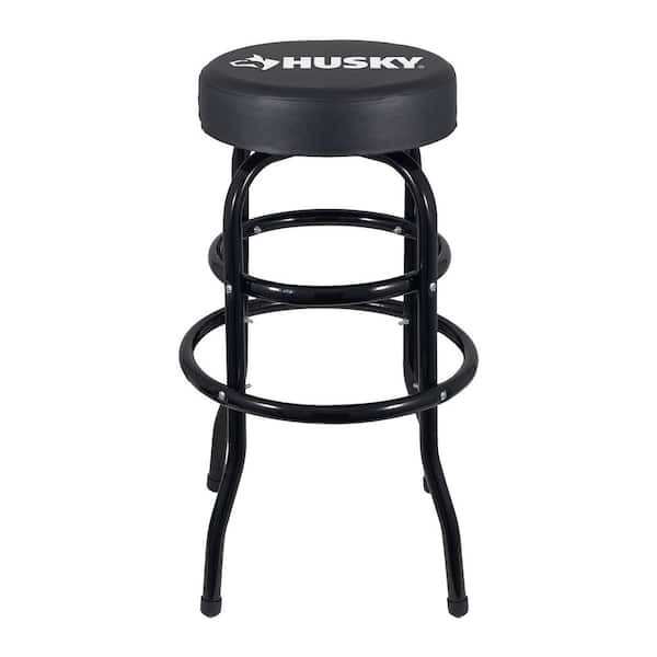 Shop Stool 360° Swivel Seat 29" Workshop Garage Bar Chair Cushioned Black