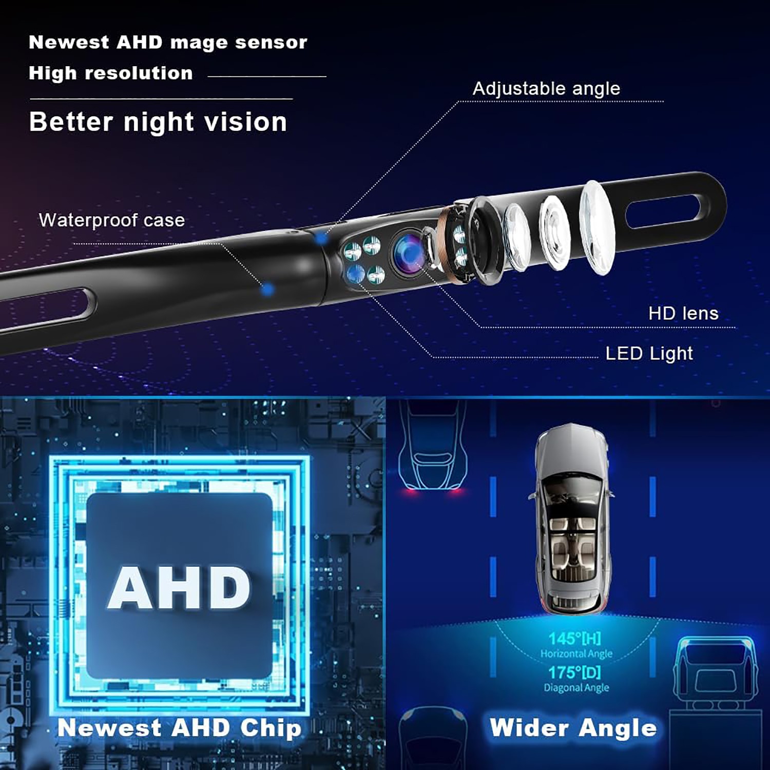 Backup Camera HD Night Vision 170 Wide View Car Reverse Camera License Plate