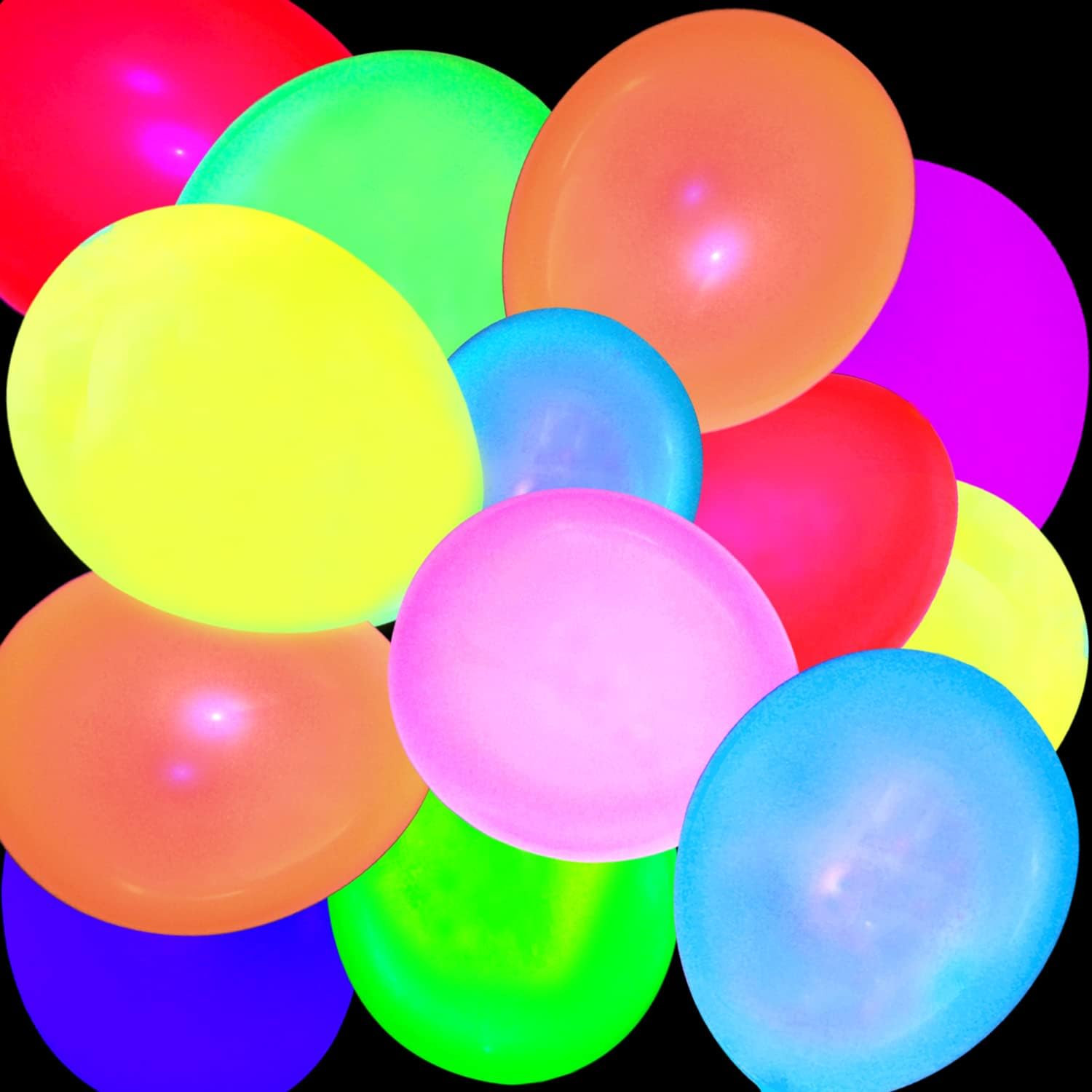 110 Pcs Neon Glow Balloons UV Black Light Party Birthday Fluorescent Decor