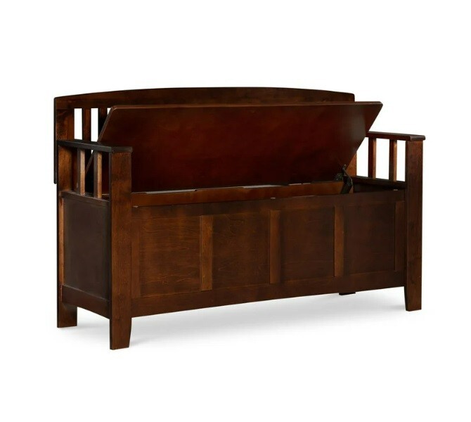 Wood Entryway Storage Bench Seat Furniture Chair Living Room Hinge Flip Top Mud