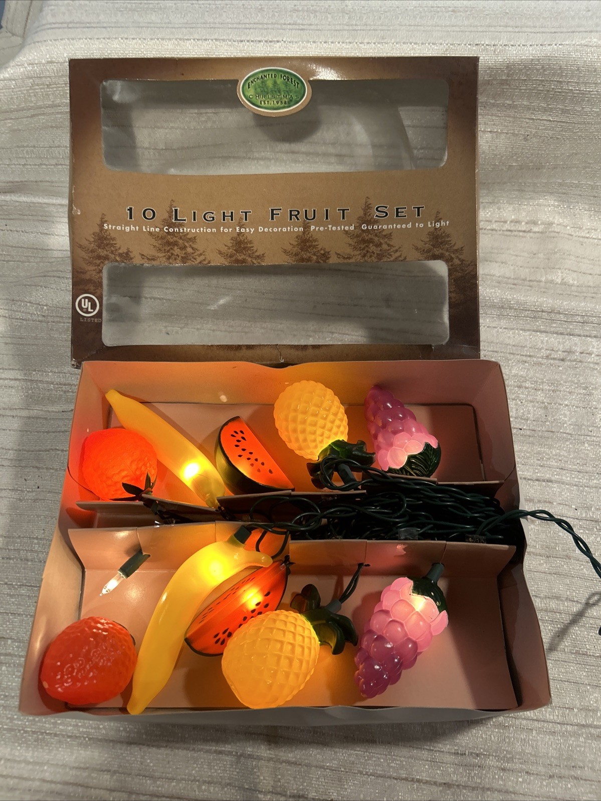 Vintage Blow Mold Fruit String Lights 10 Party Patio Lights Plastic RV Camping