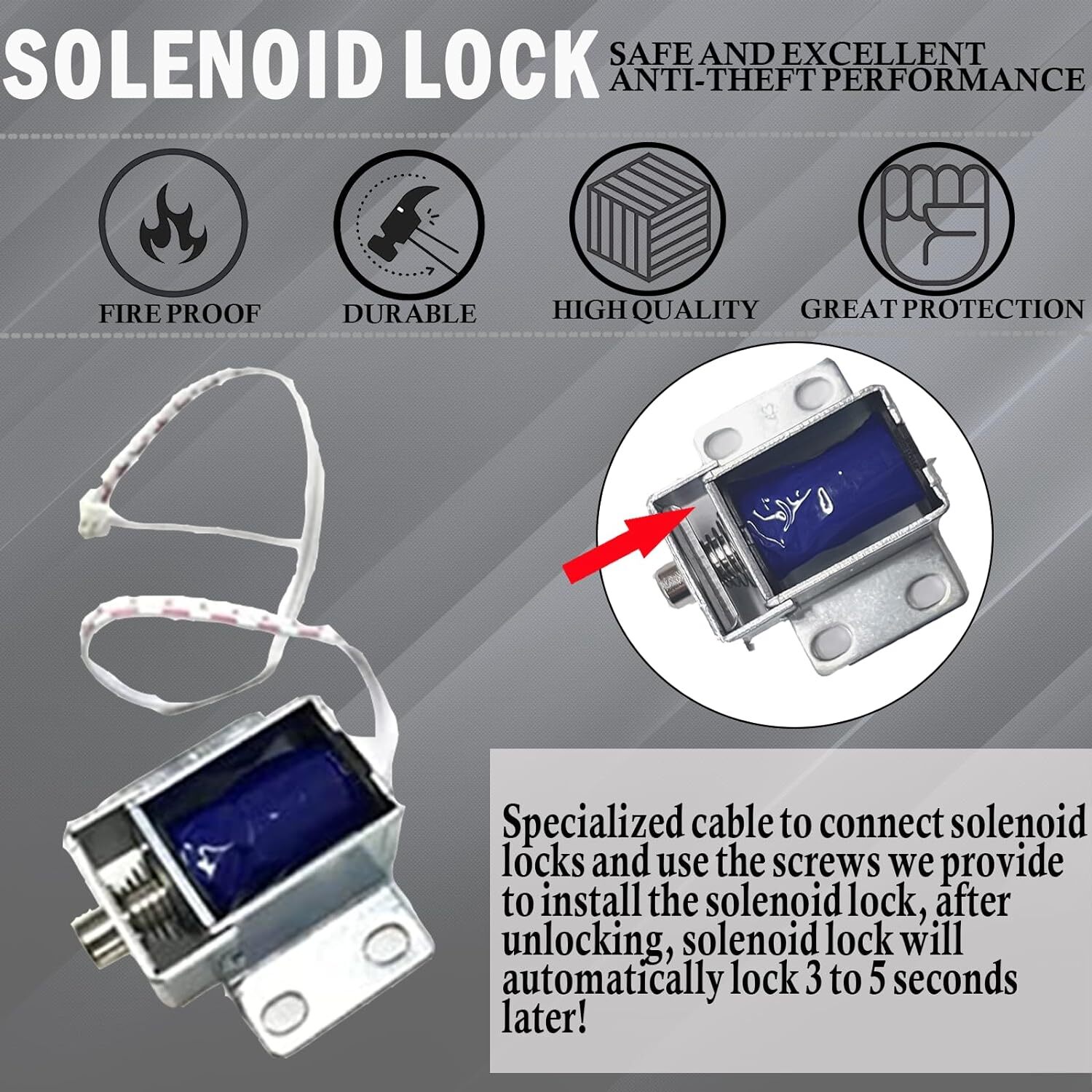 Gun Safe Replacement Lock Chrome Digital Keypad Electronic Lock & Solenoid Lock