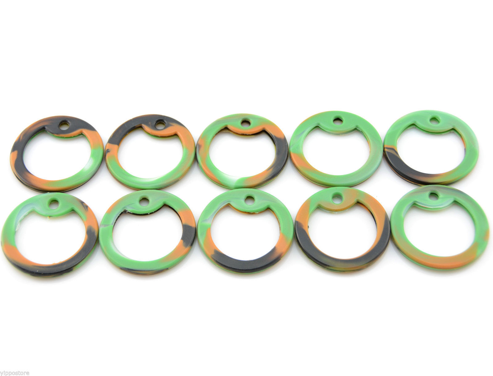 Pack of 10 Woodland Camo Military Army ID Dog Tag Rubber Silicone Silencers
