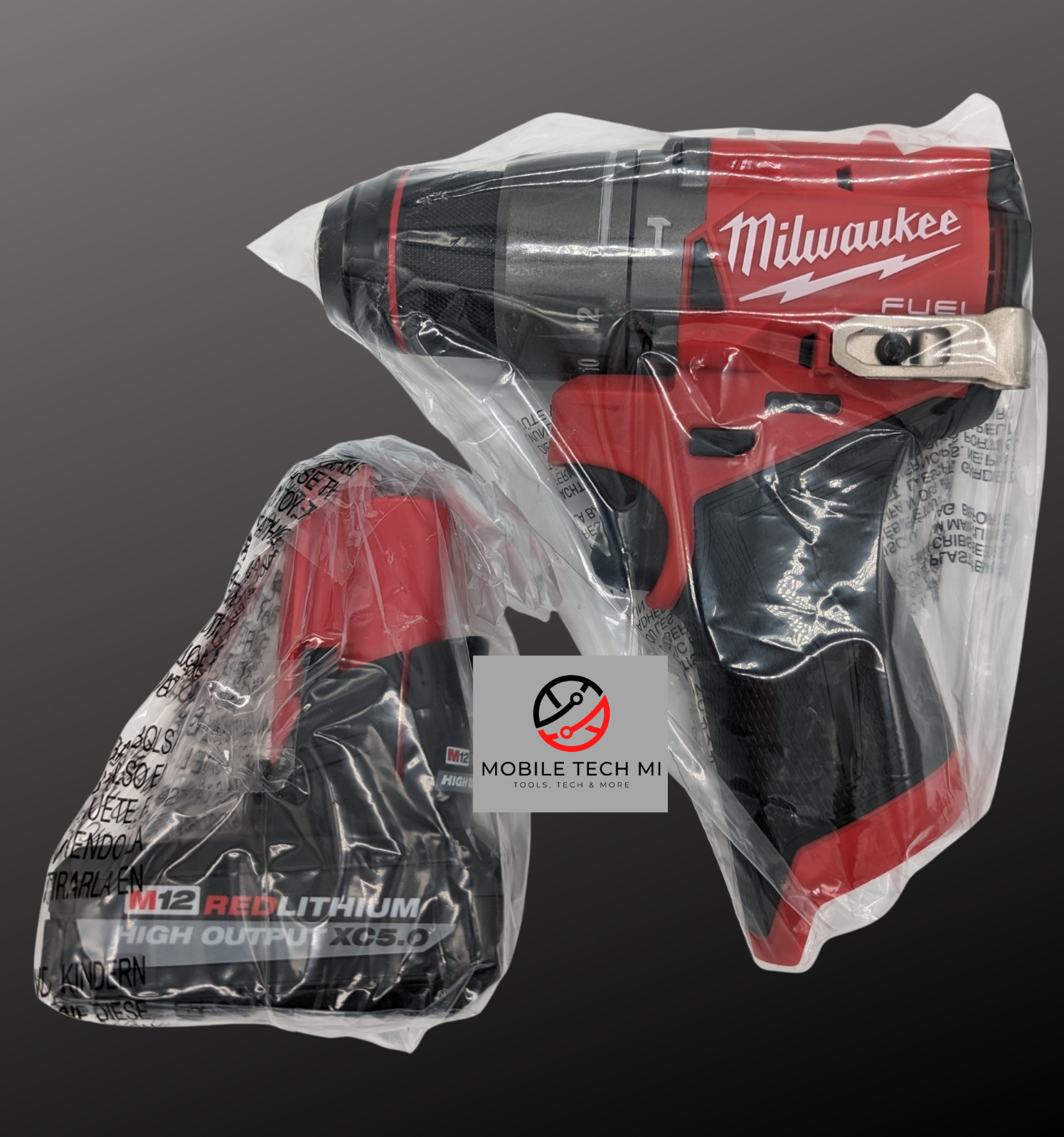 New Milwaukee FUEL M12 3404-20 1/2" Hammer Drill Driver + 5.0 HO 5.0 Ah Battery