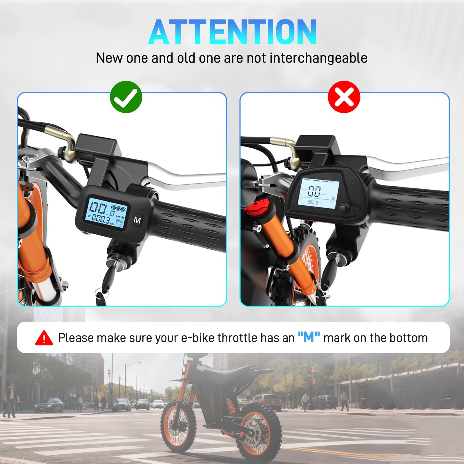 48V Ebike Speedometer Throttle with M Key Replacement for Tuttio Soleil 01