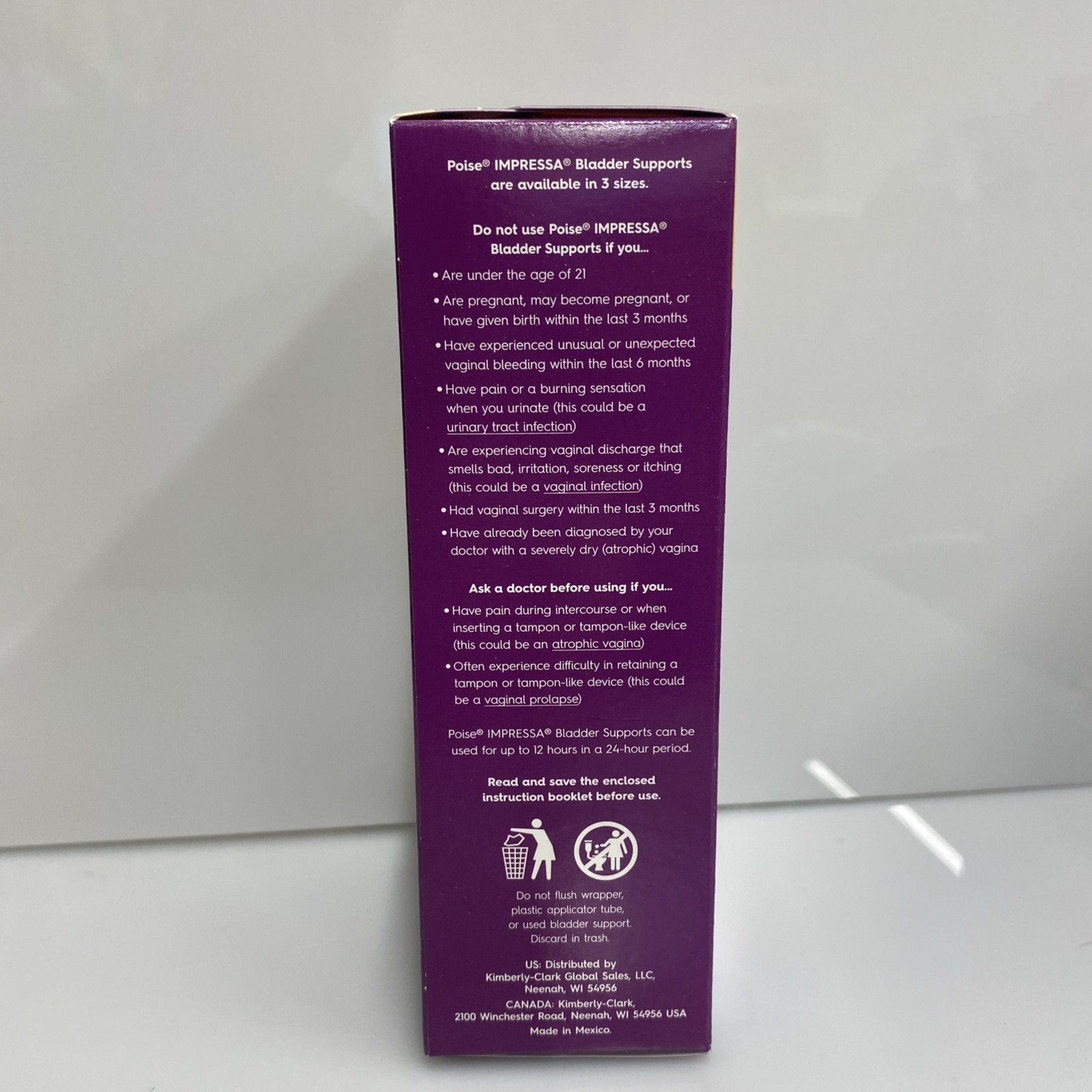 Poise Impressa Women's Bladder Supports 3 CT 1 Of Each Size 1 - 2 - 3 With Box